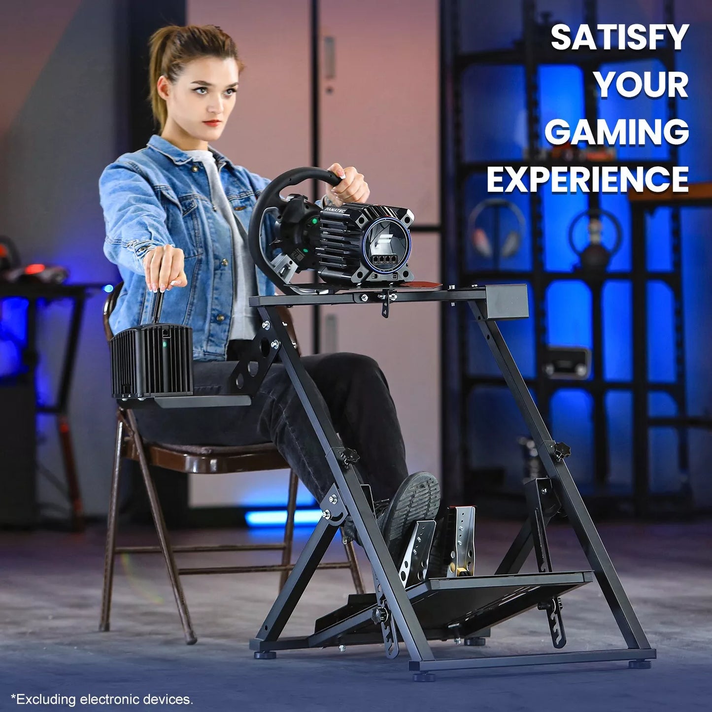 Dardoo Racing Steering Wheel Stand Foldable Fit for Logitech G27 G25 G29 G920, Thrustmaster PC, Xbox PS4 Platforms Racing Simulator Cockpit Frame Adjustable Without Wheel,Shifter &Pedal