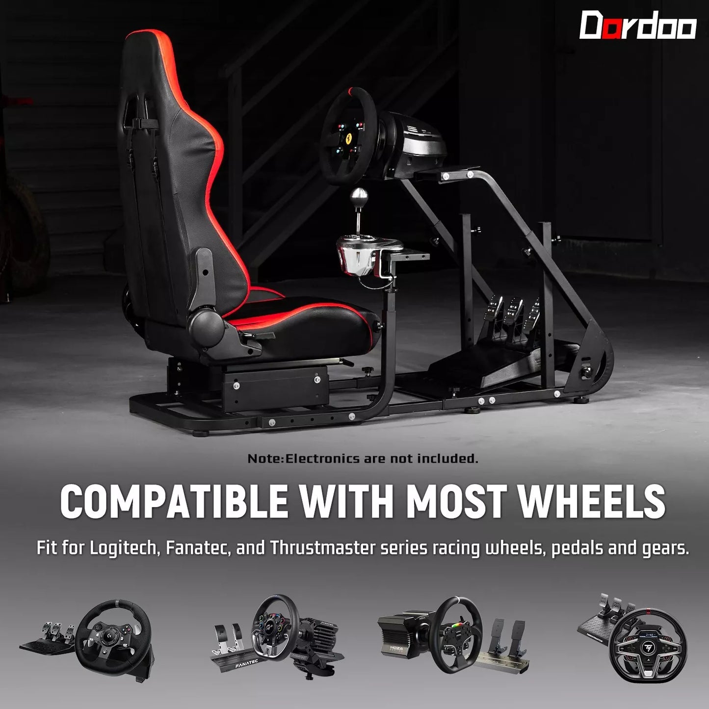 Dardoo Racing Simulator Cockpit with Red Seat Fits for Logitech G920 G923 Xbox
