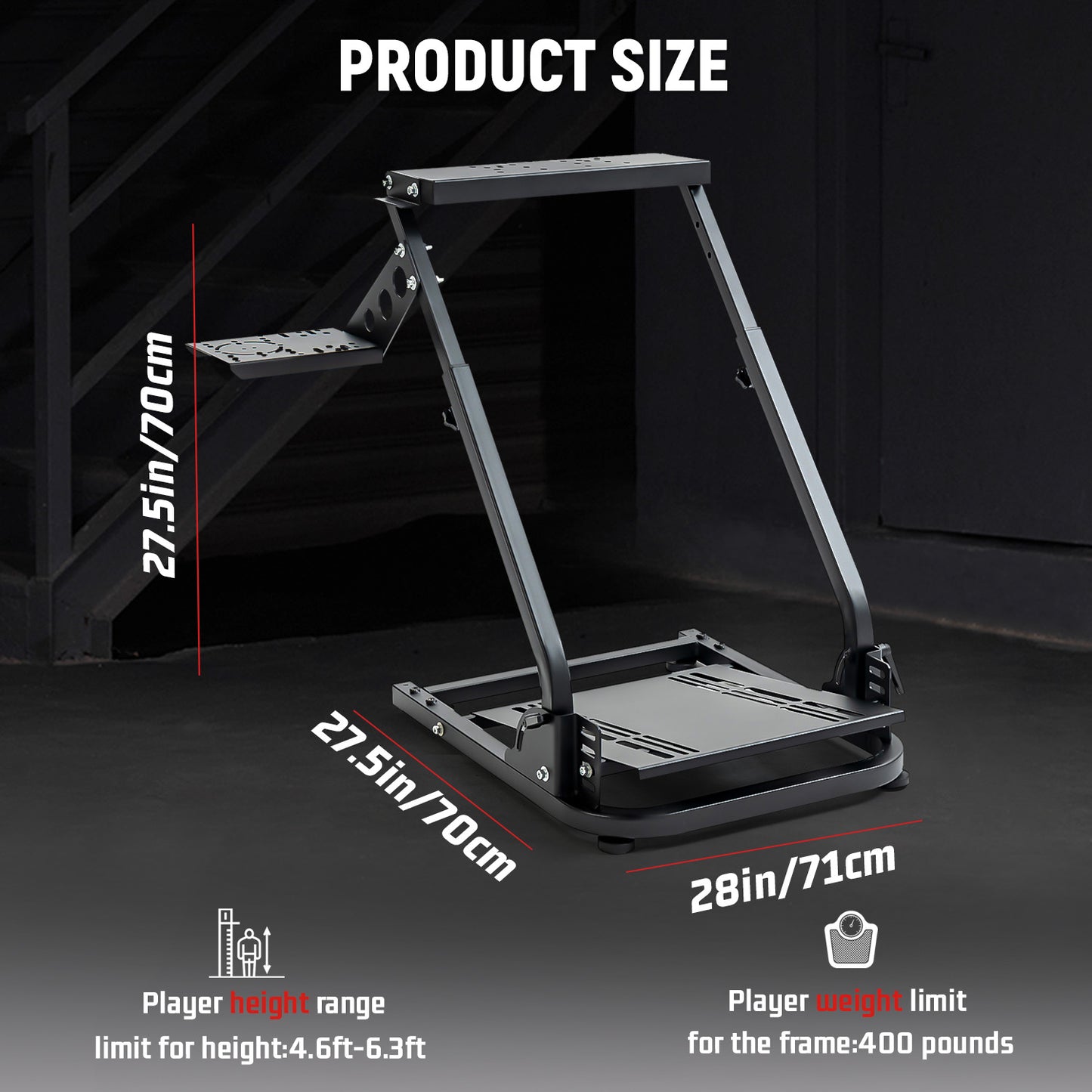 Dardoo Racing Steering Wheel Stand with Shifter Lever Fit for Logitech G27 G25 G29 G920, Thrustmaster PC Xbox PS4 Platforms Gaming Racing Simulator Wheel Stand Foldable Without Wheel Shifter