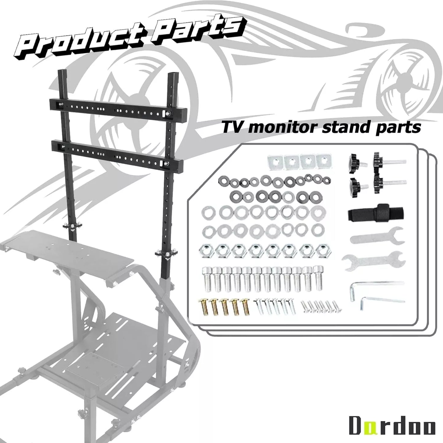 Dardoo Monitor Stand Only Fits for Racing Sim Cockpit Stand shown in the Main Picture, No Cockpit & Monitor