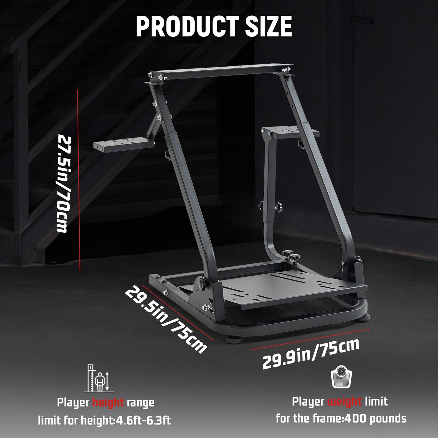 Dardoo Racing Wheel Stand Frame Foldable Fit for Logitech G920 G25 G27 G29 G923, Thrustmaster T80 T150 Driving Force PS4, Adjustable Sim Racing Cockpit Without Steering Wheel Shifter and Pedal