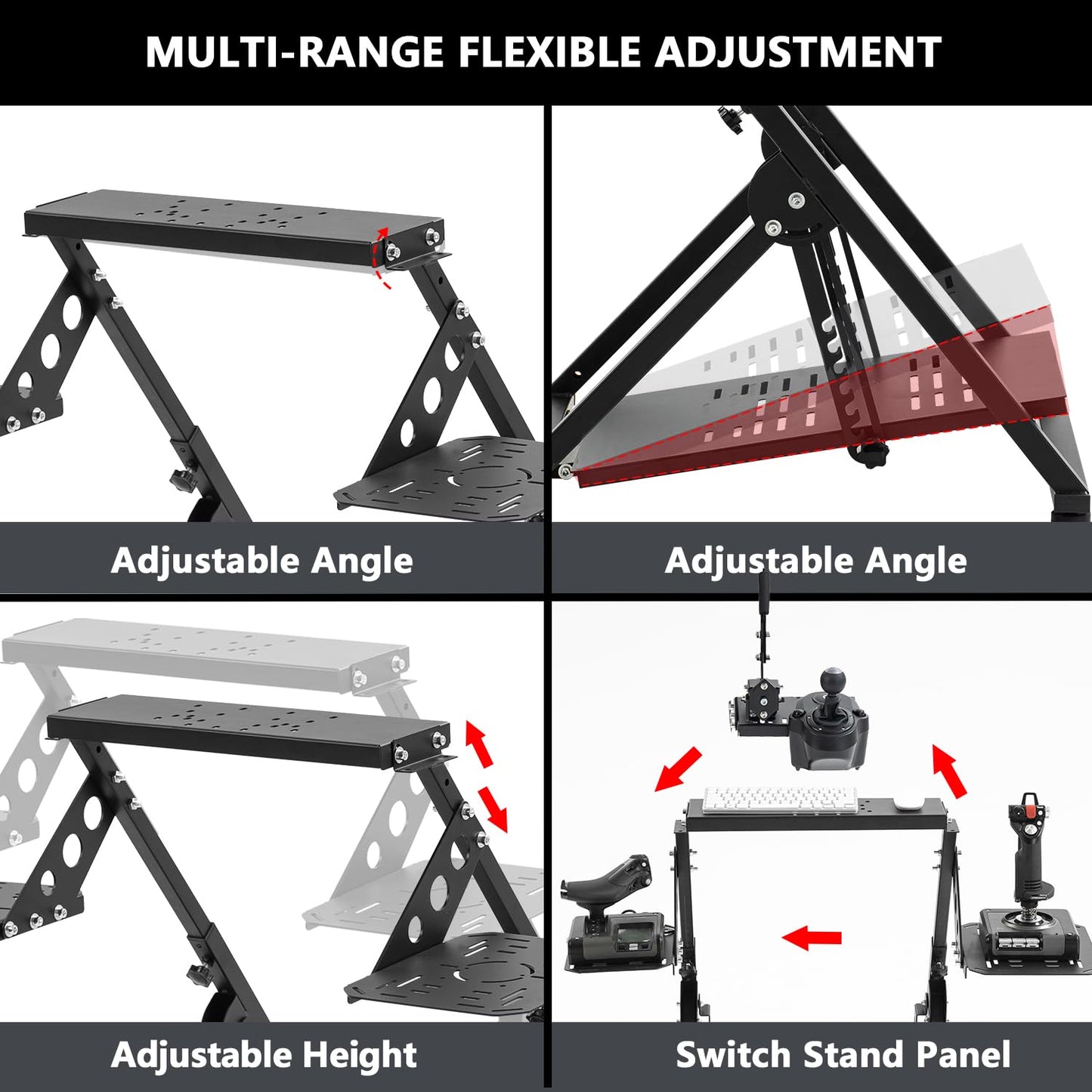 Dardoo Foldable Flight Simulation Stand Fit for Logitech G25 G27 G29 G920 G923 Thrustmaster T248X T248 T300RS T150 T80 Adjustable preinstalled Game Steering Wheel Stand Excluding Electronic Devices