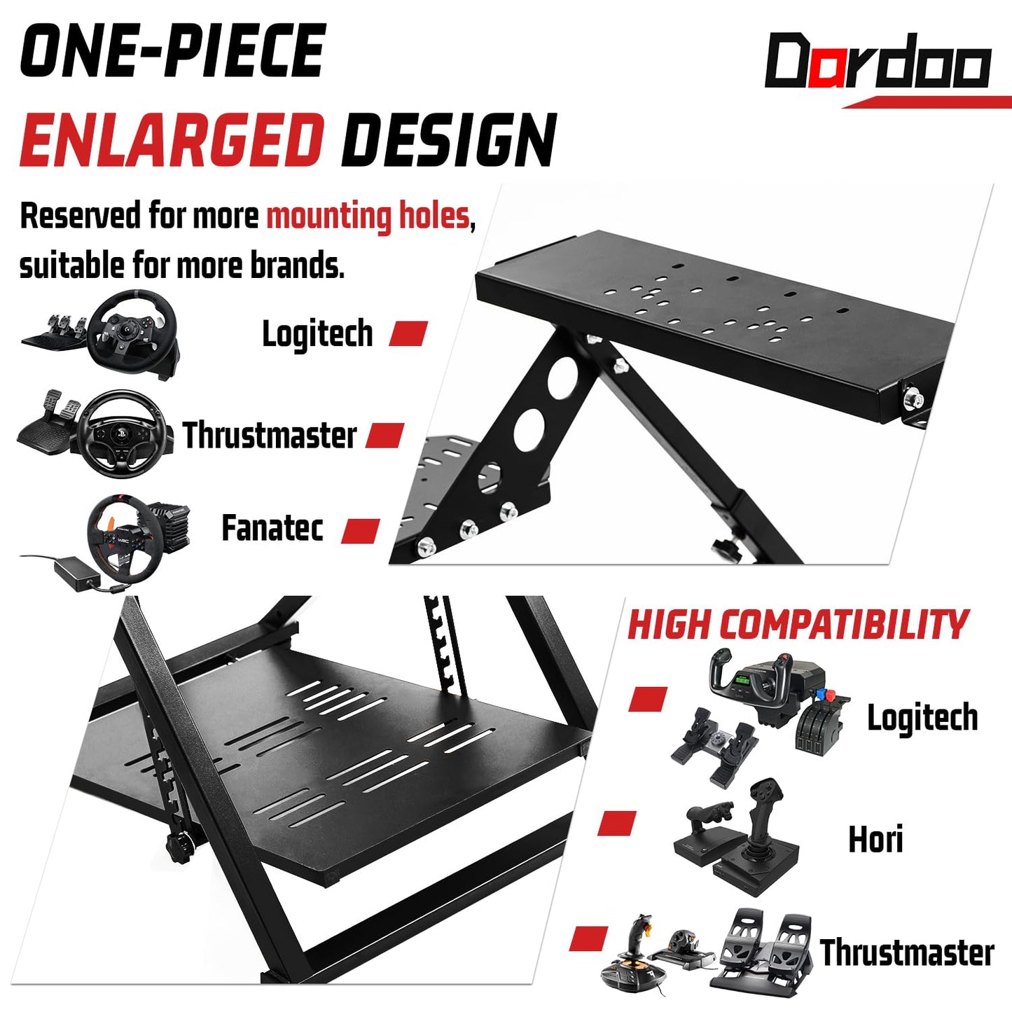 Dardoo Foldable Flight Simulation Stand Fit for Logitech G25 G27 G29 G920 G923 Thrustmaster T248X T248 T300RS T150 T80 Adjustable preinstalled Game Steering Wheel Stand Excluding Electronic Devices