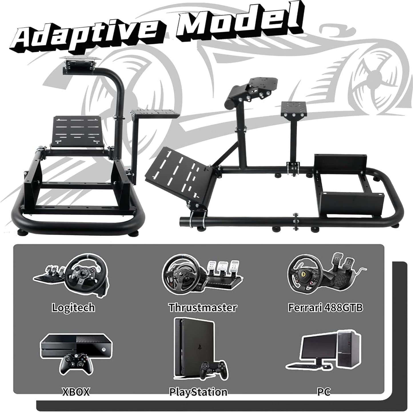 Dardoo Racing Simulator Cockpit Frame Compatible with Logitech G25 G27 G29 G920 G923, Fanatec, Thrustmaster T300RS T500R Racing Wheel Stand,Without Wheel,Seat, Pedal and Handbrake