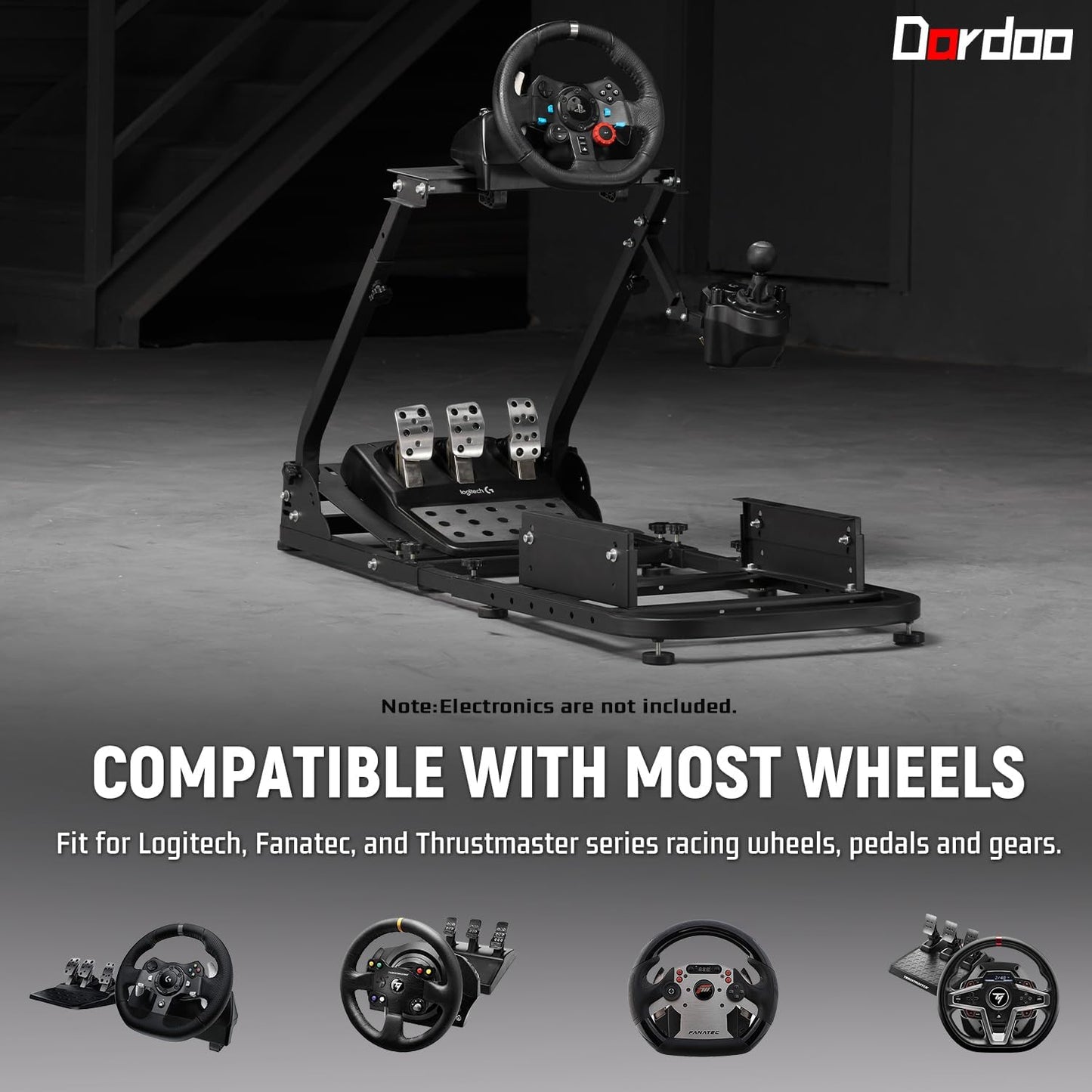 Dardoo G920 Racing Steering Wheel Stand with Adjustable, Frame for Logitech G920,G29,G25,G923 Thrustmaster T80 T150 TX F430 Thrustmaster Stand Foldable, Wheel and Pedals Not Included