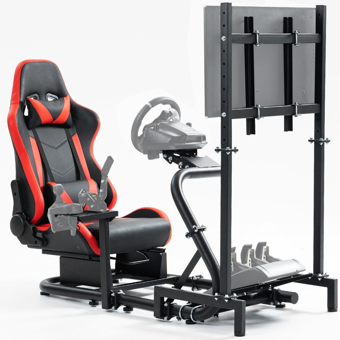 Dardoo G920 Racing Sim Cockpit with Monitor Stand & BlackSeat Compatible with All Logitech G29 G920, Thrustmaster Xbox, PS4, PC, Includes only Cockpit, Seat and Monitor Stand(75+54)