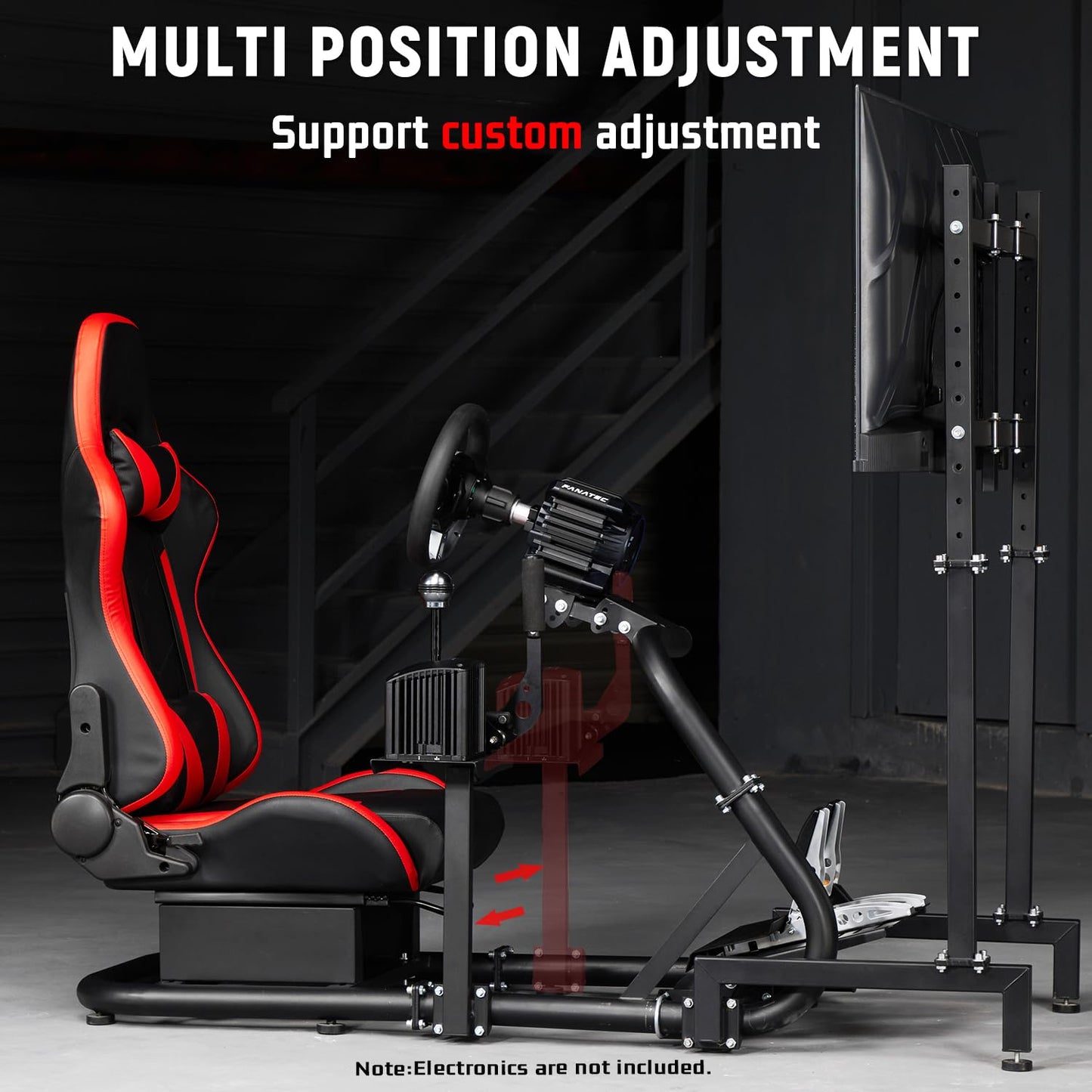 Dardoo G920 Racing Sim Cockpit with Monitor Stand & BlackSeat Compatible with All Logitech G29 G920, Thrustmaster Xbox, PS4, PC, Includes only Cockpit, Seat and Monitor Stand(75+54)