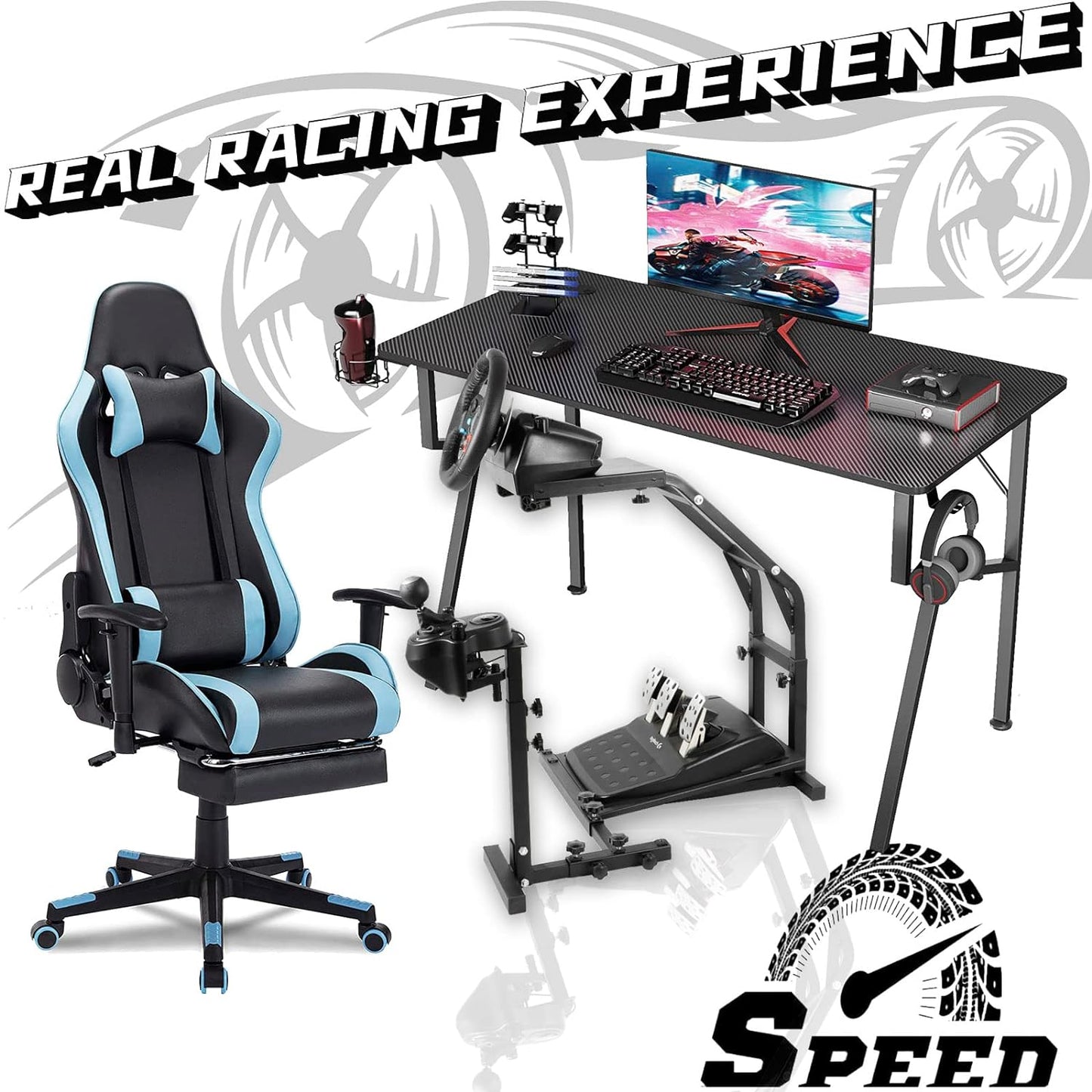 Dardoo Racing Wheel Stand Frame Compatible with Logitech G27 G29 G920 G923, Fanatec, Thrustmaster T300RS TXRW_Base for PS4 Xbox PC Simulator Cockpit Not Include Pedals,Wheel and Shifter