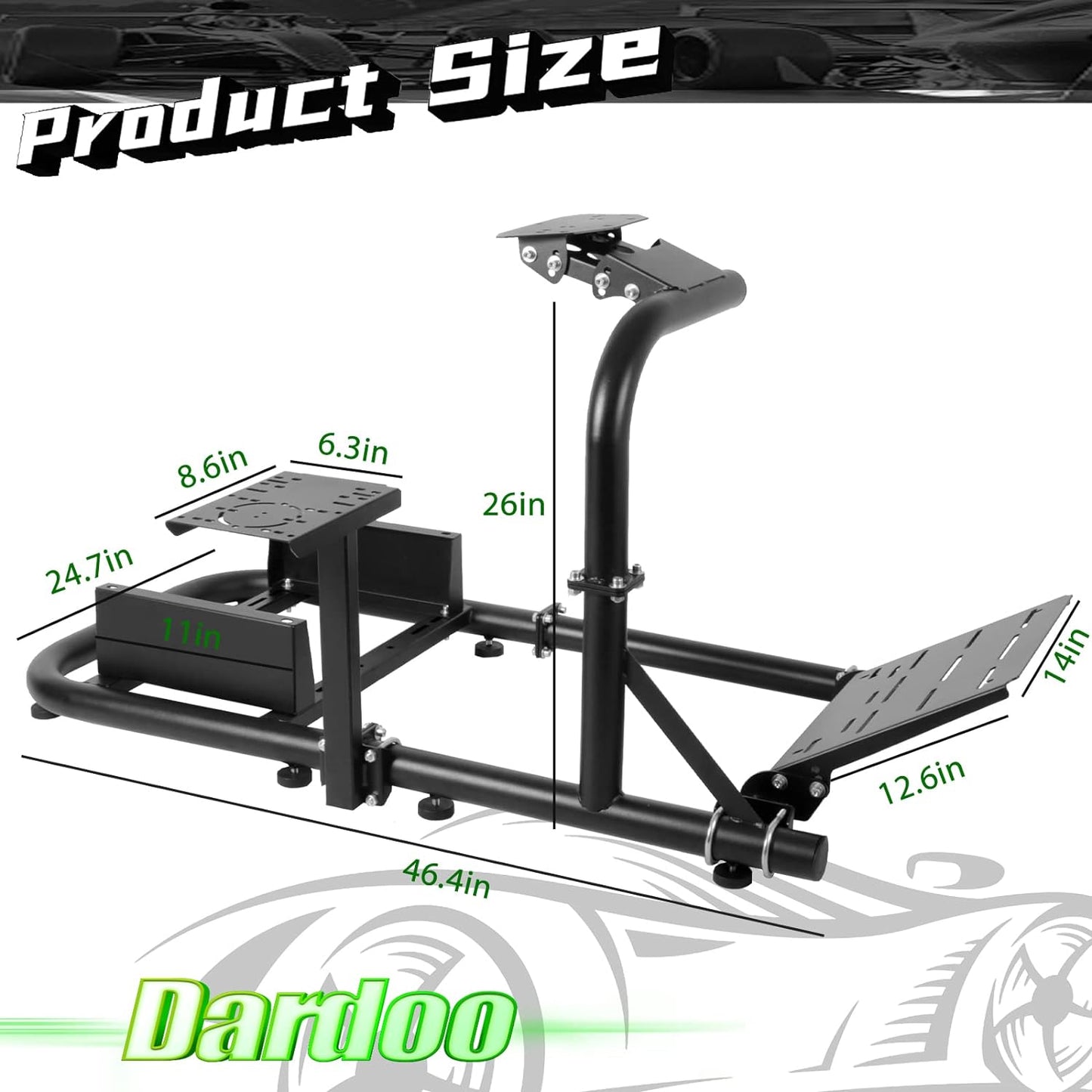 Dardoo Racing Simulator Cockpit Frame Compatible with Logitech G25 G27 G29 G920 G923, Fanatec, Thrustmaster T300RS T500R Racing Wheel Stand,Without Wheel,Seat, Pedal and Handbrake