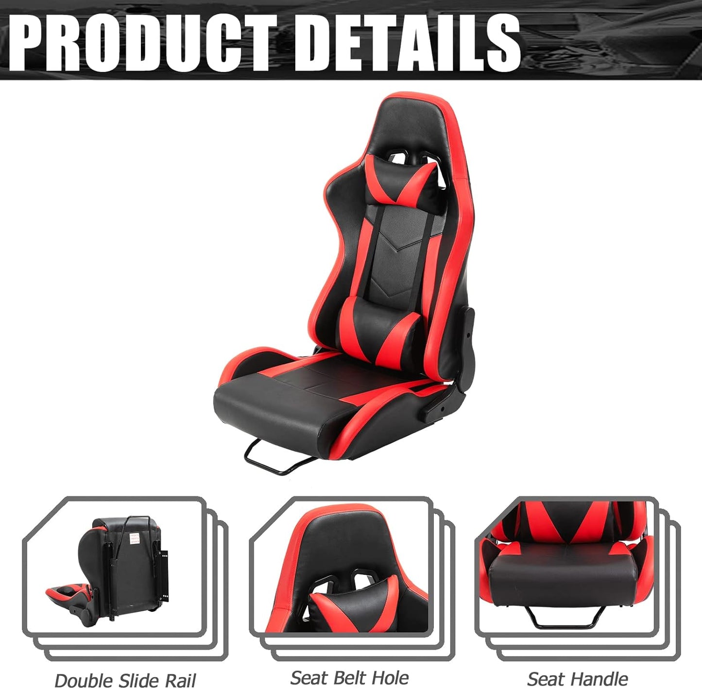 Dardoo Racing Gaming Bucket Seat with Adjustable Double Slide Adapt Racing Simulator Cockpit Racing Wheel Stand Chair Video Game Chairs Sim Chair Red