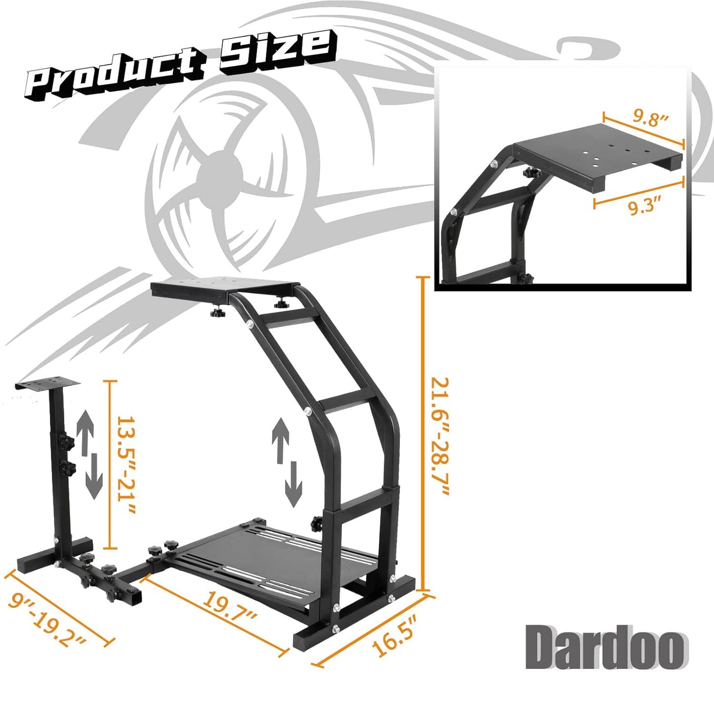 Dardoo Racing Wheel Stand Frame Compatible with Logitech G27 G29 G920 G923, Fanatec, Thrustmaster T300RS TXRW_Base for PS4 Xbox PC Simulator Cockpit Not Include Pedals,Wheel and Shifter