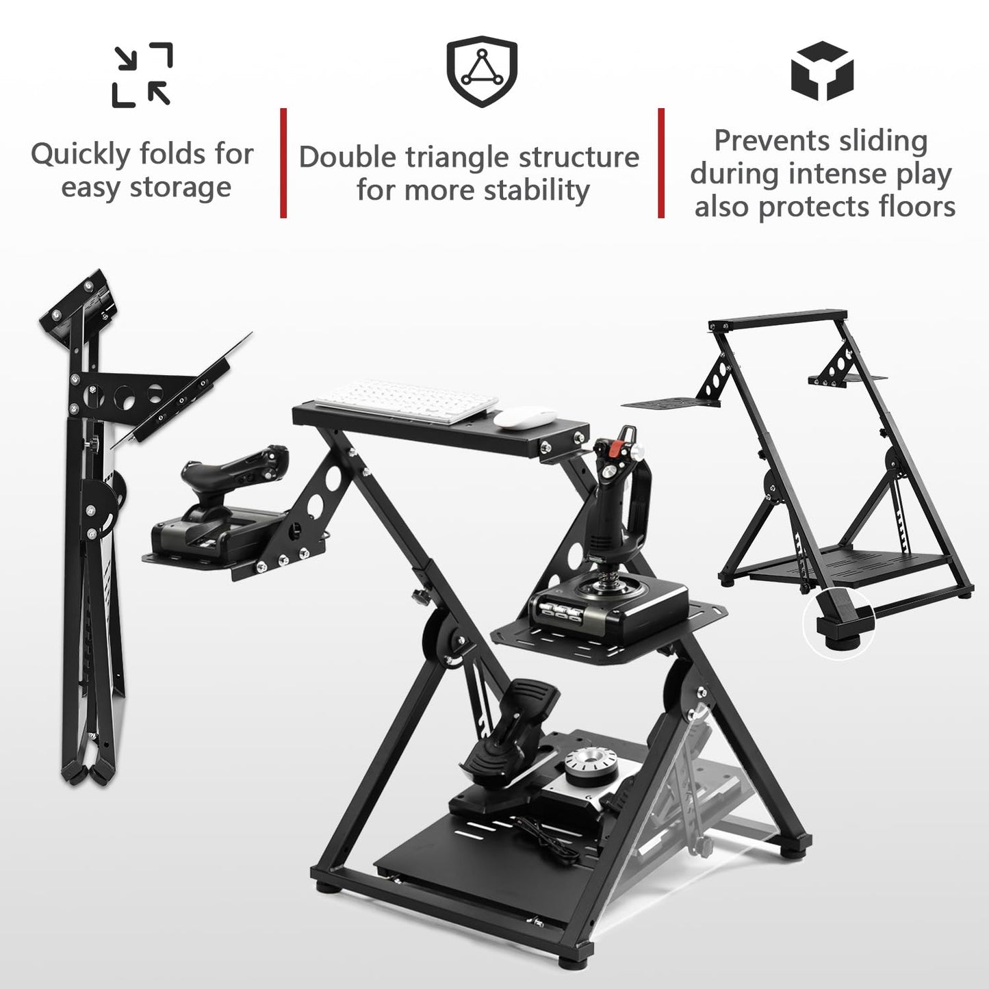 Dardoo Foldable Flight Simulation Stand Fit for Logitech G25 G27 G29 G920 G923 Thrustmaster T248X T248 T300RS T150 T80 Adjustable preinstalled Game Steering Wheel Stand Excluding Electronic Devices