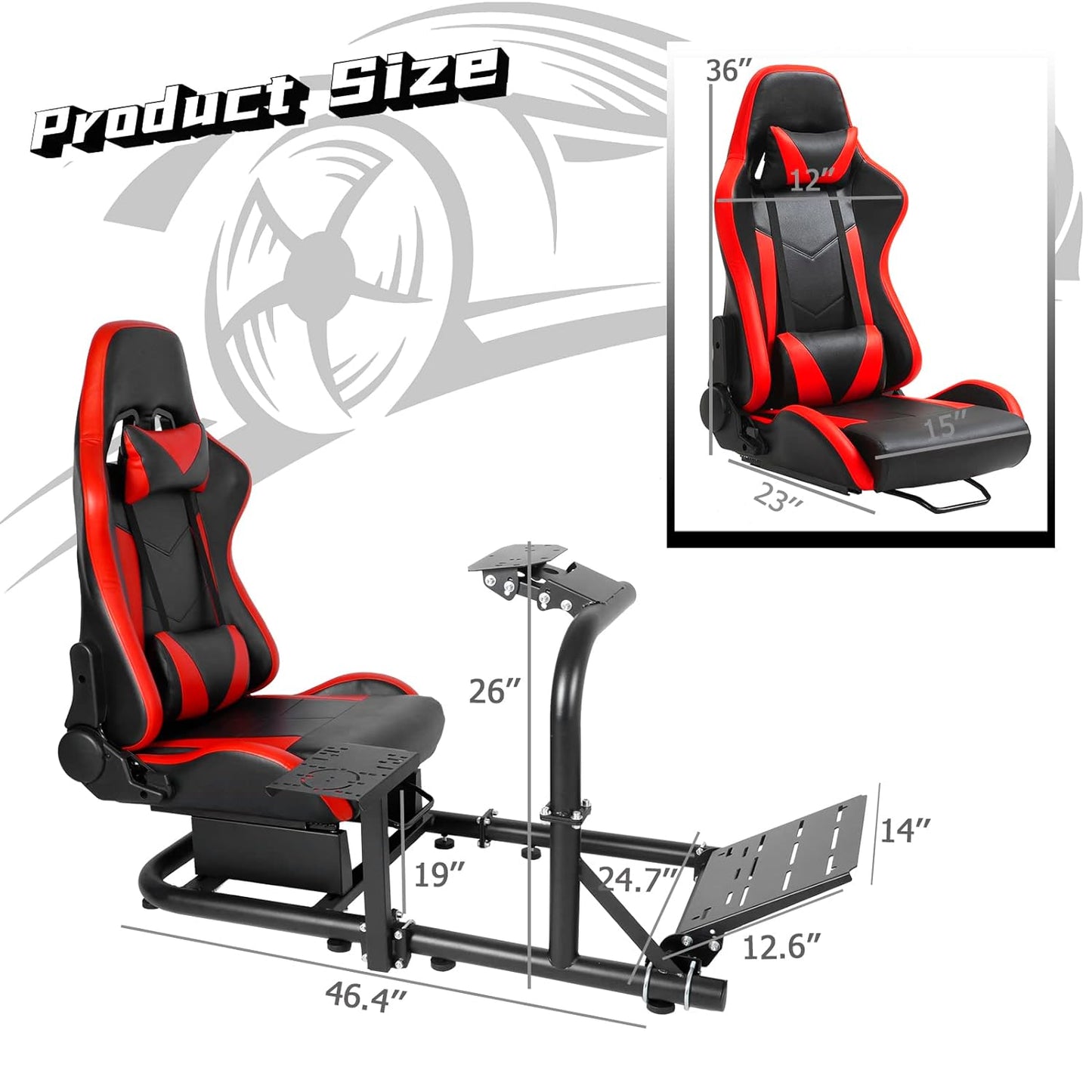 Dardoo Gaming Simulator Cockpit with Red Seat for Logitech G25 G27 G29 G920 G923, Fanatec, Thrustmaster T300RS T500R, Not Include Steering Wheel, Pedal and Handbrake