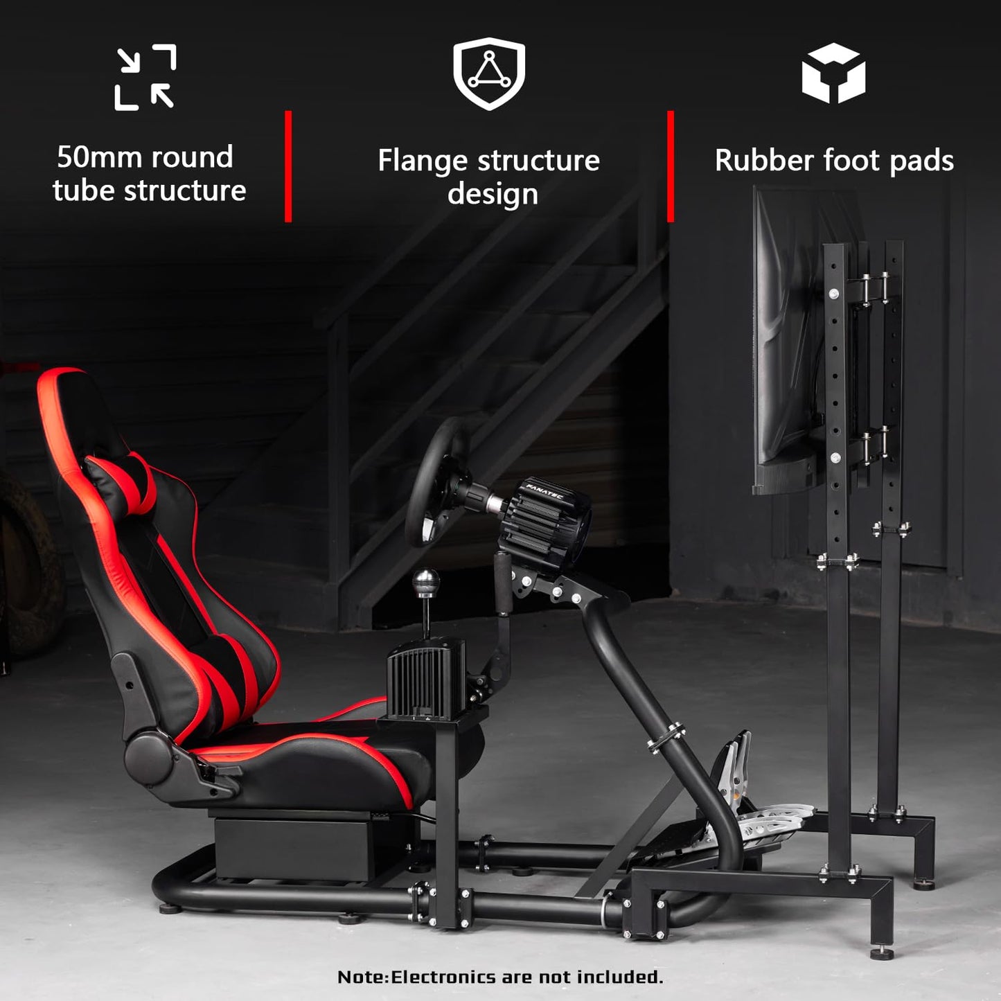 Dardoo G920 Racing Sim Cockpit with Monitor Stand & BlackSeat Compatible with All Logitech G29 G920, Thrustmaster Xbox, PS4, PC, Includes only Cockpit, Seat and Monitor Stand(75+54)