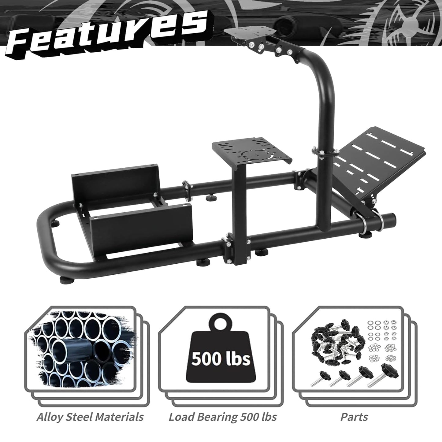 Dardoo Racing Simulator Cockpit Frame Compatible with Logitech G25 G27 G29 G920 G923, Fanatec, Thrustmaster T300RS T500R Racing Wheel Stand,Without Wheel,Seat, Pedal and Handbrake