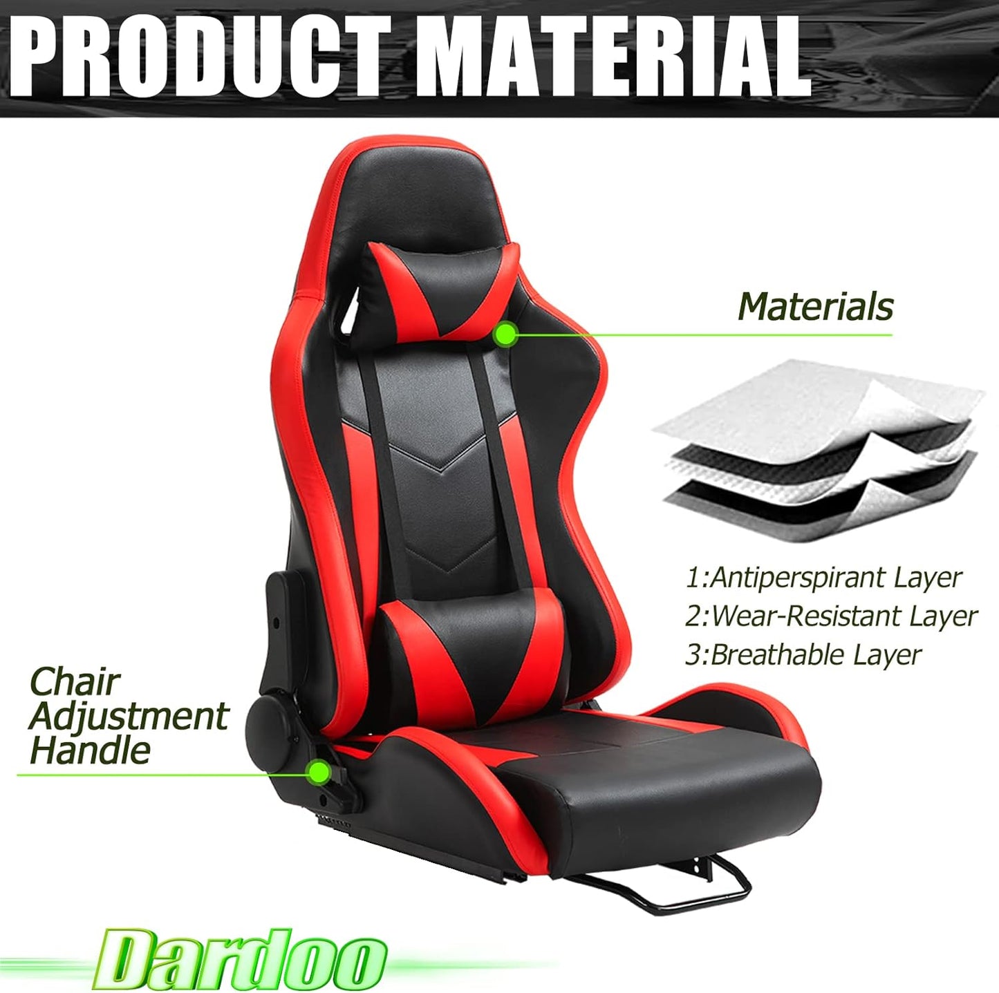 Dardoo Racing Gaming Bucket Seat with Adjustable Double Slide Adapt Racing Simulator Cockpit Racing Wheel Stand Chair Video Game Chairs Sim Chair Red