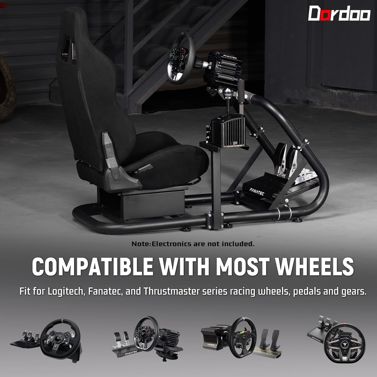 Dardoo Racing Simulator Cockpit with Seat Adjustable Cockpit Simulator Fit for Logitech G923 G29 G920, Thrustmaster Wheels Stabilized Driving Simulator Cockpit, Without Wheel, Pedal and Hand Brake