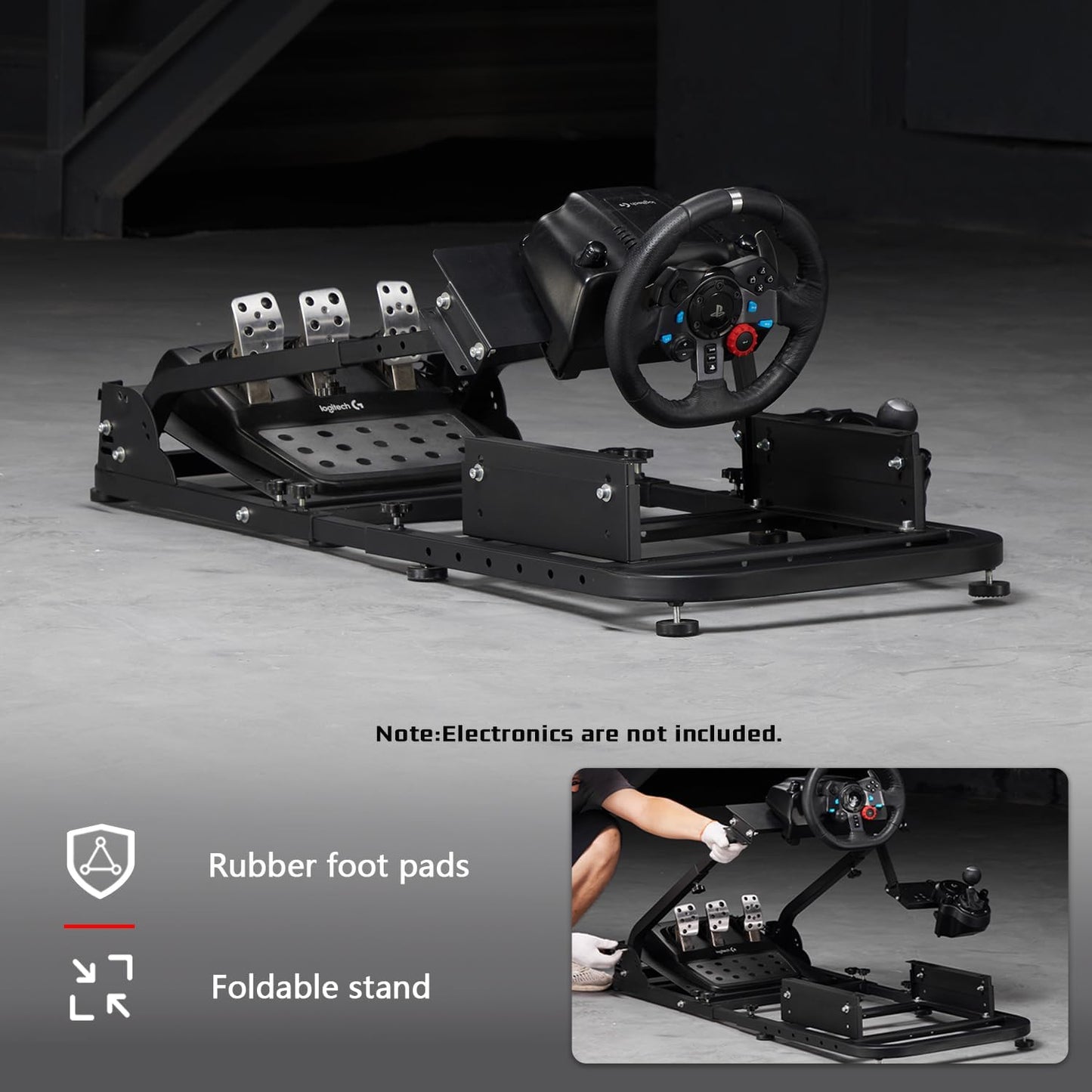 Dardoo G920 Racing Steering Wheel Stand with Adjustable, Frame for Logitech G920,G29,G25,G923 Thrustmaster T80 T150 TX F430 Thrustmaster Stand Foldable, Wheel and Pedals Not Included