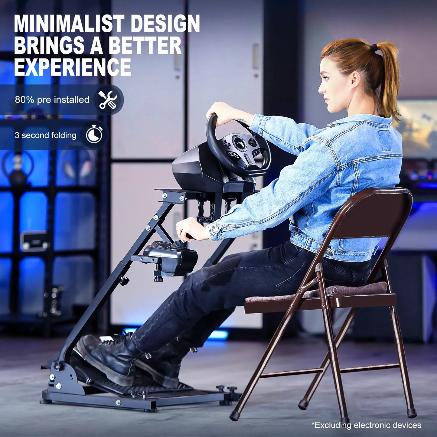 Dardoo Foldable Racing Wheel Stand Fit for Logitech G920,G29,G25,G923, Thrustmaster T80 T150 TX F430, Fanatec, Adjustable Steering Wheel Platform, not Included Wheel and Pedals, Shifter
