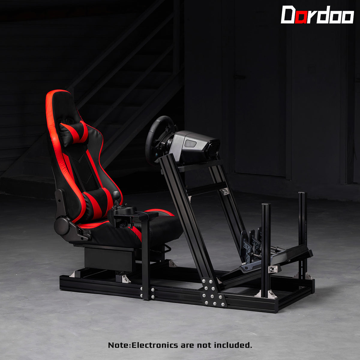 Dardoo Racing Simulator Cockpit with Seat, Profile 40x80mm Wheel Cage with Shifter Lever Stand Fit for Logitech G920 G923, for Xbox, for Thrustmaster T300Rs ,Without Steering Wheel, Pedal,Handbrake