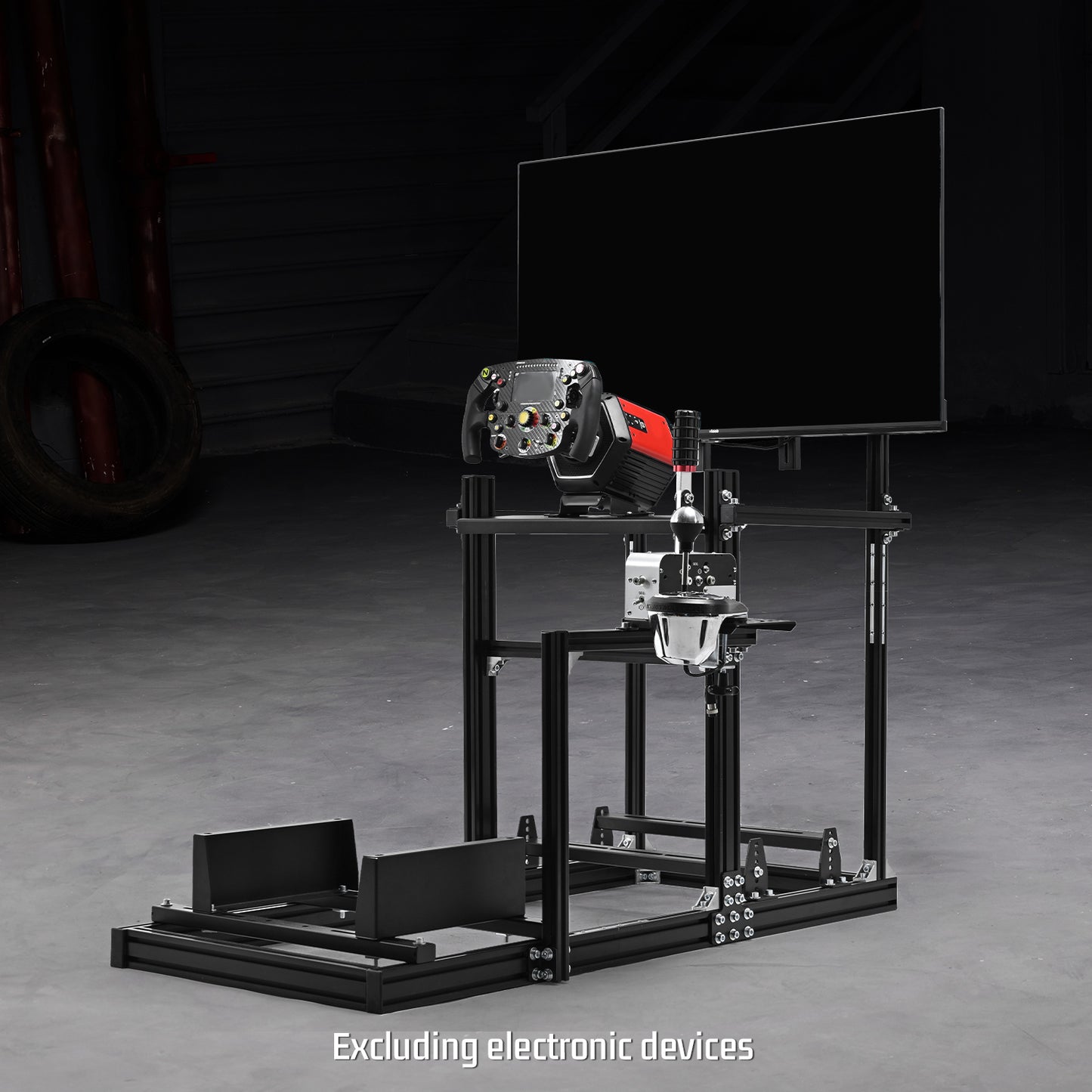 Dardoo 3060 Aluminum Racing Simulator Cockpit with TV Stand , Fully Adjustable, Support for Logitech/Thrustmaster/Fanatec G29 G923 G920 T248 T300 GSL DD, Not Include Steering Wheel,Pedals,Handbrake