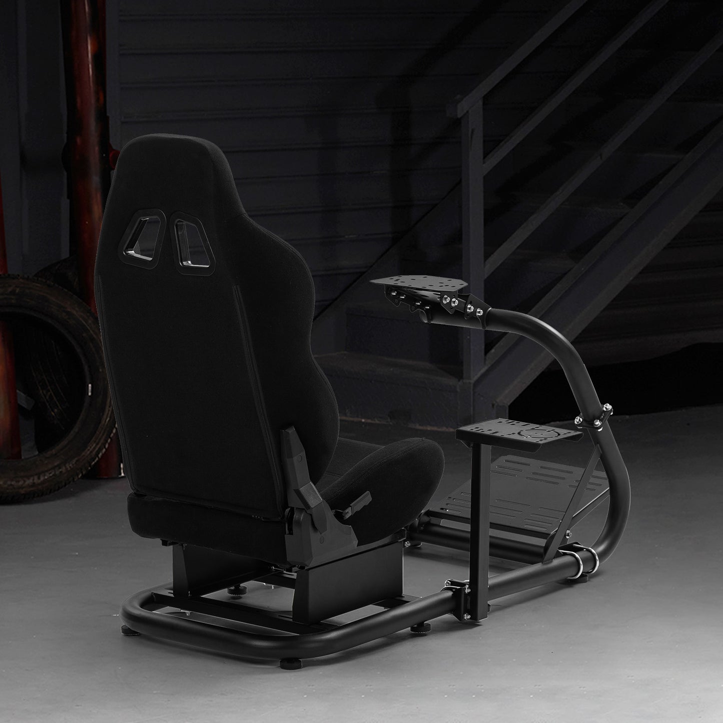 Dardoo Racing Simulator Cockpit with Black Seat, Adjustable Cockpit Simulator, Fit for Logitech G923 G29 G920, Thrustmaster Wheels Stabilized Driving Sim Cockpit, Without Wheel, Pedal and Hand Brake