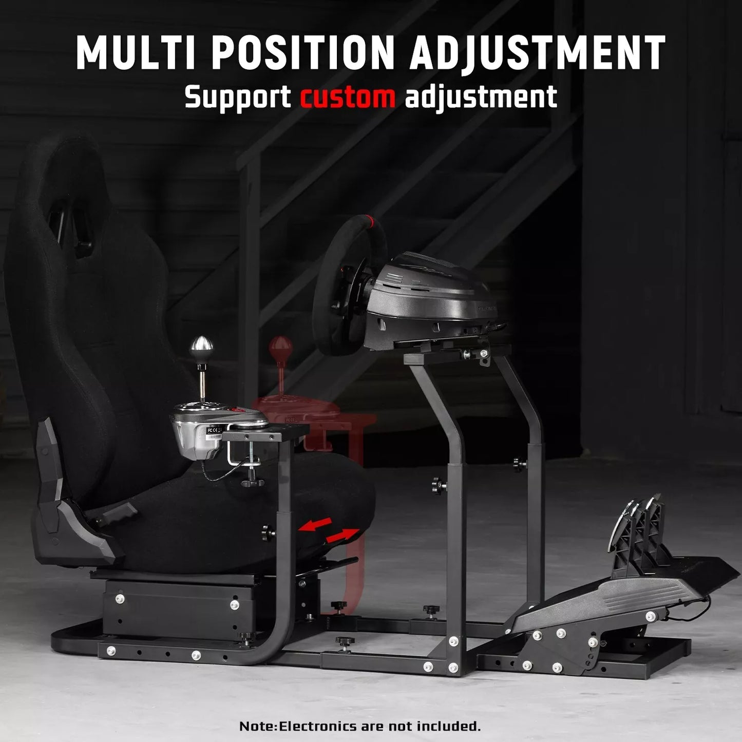 Dardoo Adjustable Racing Wheel Stand Frame with Black Seat, Gear Shifter Mount Fits for Logitech G27 G29 G920 G923, Thrustmaster, Fanatec Racing Wheel Stand Gaming Steering Stand