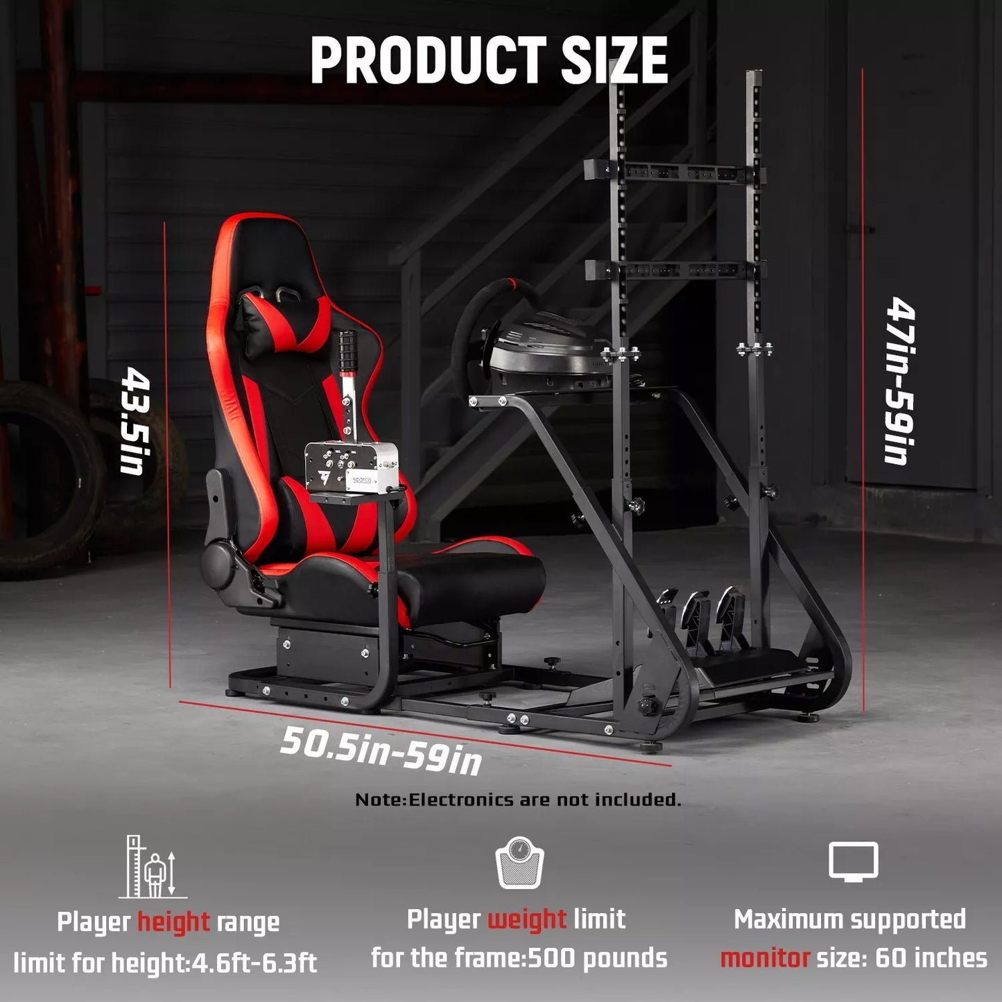Dardoo Racing Simulator Cockpit with Seat and Monitor Stand Fits for Logitech G923 G29 G920, Thrustmaster Racing Wheel Stand Compatible with Xbox One, PS4, PC, Without Wheel, Pedal, Shift and Monitor