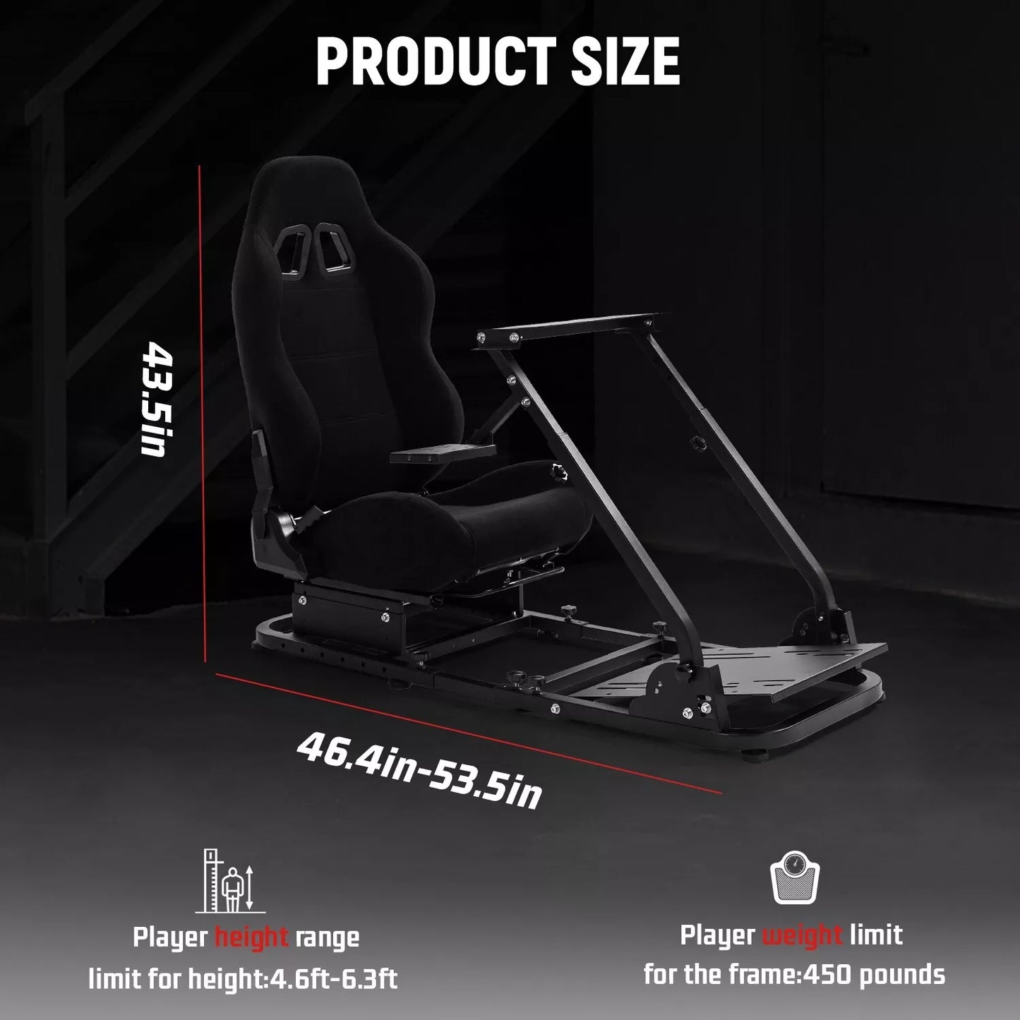 Dardoo Racing Simulator Cockpit Adjustable Black Seat Gaming Steering Stand Fits for Logitech G25 G27 G29 G920 G923, Thrustmaster T300, Fanatec, Not Included Steering Wheel, Pedal and Handbrake