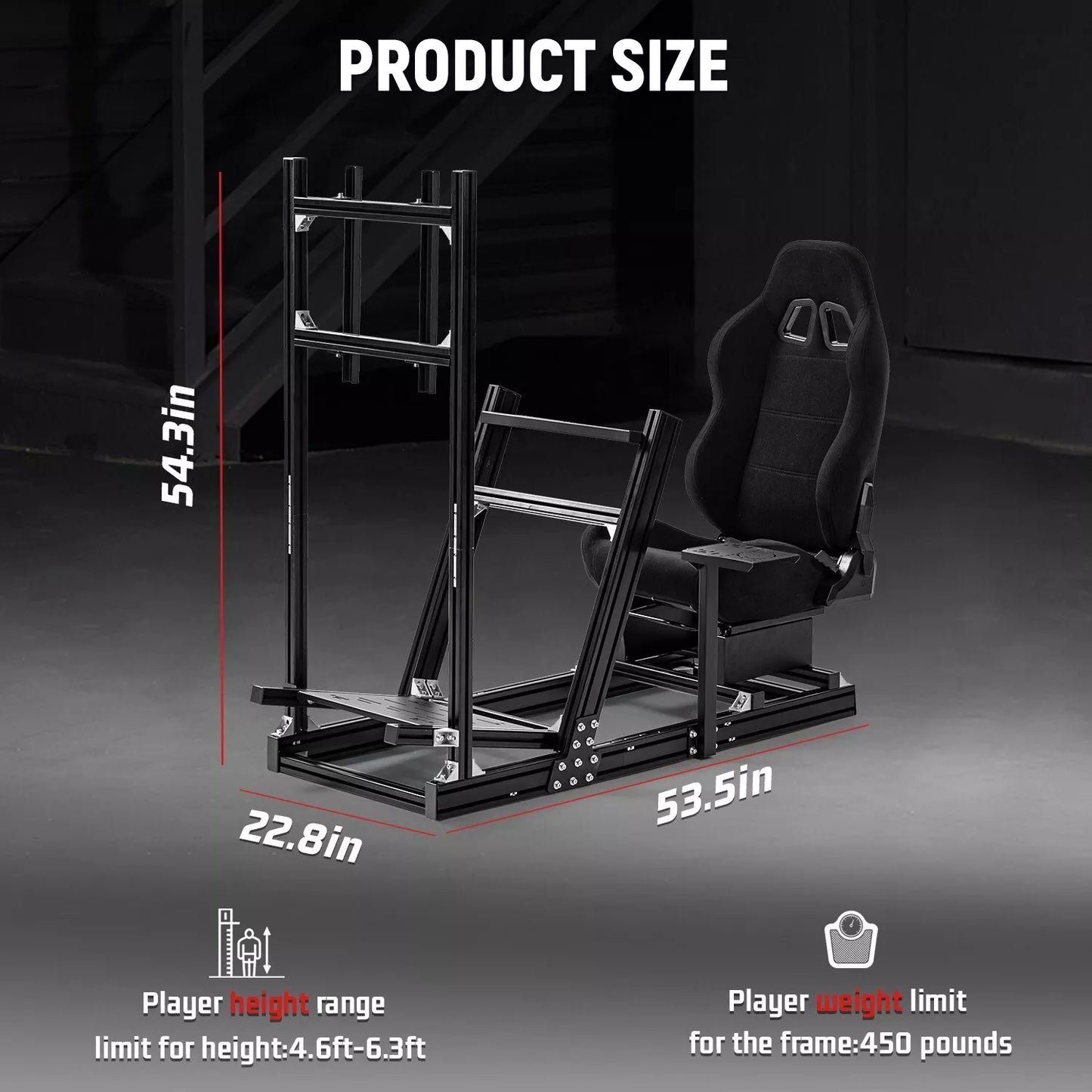 Dardoo Gaming Simulator Cockpit With Seat, Profile 40 x 80 mm, Steering Wheels Fits For Logitech G923 G29 G920, Thrustmaster T300RS TMX-PRO, Shifter, Handbrake, Pedals & Display are not Included