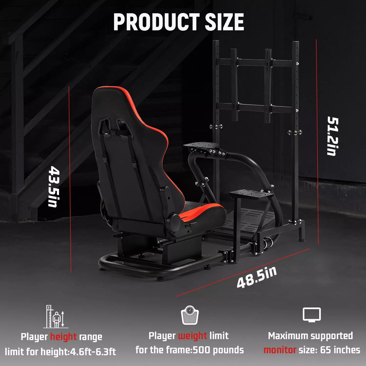 Dardoo Racing Simulator Cockpit with Monitor Stand & Seat Adjustable Compatible with All Logitech G29 G920, Thrustmaster T300, Fanatec, Not Include Wheel Pedal Handbrake Shift TV