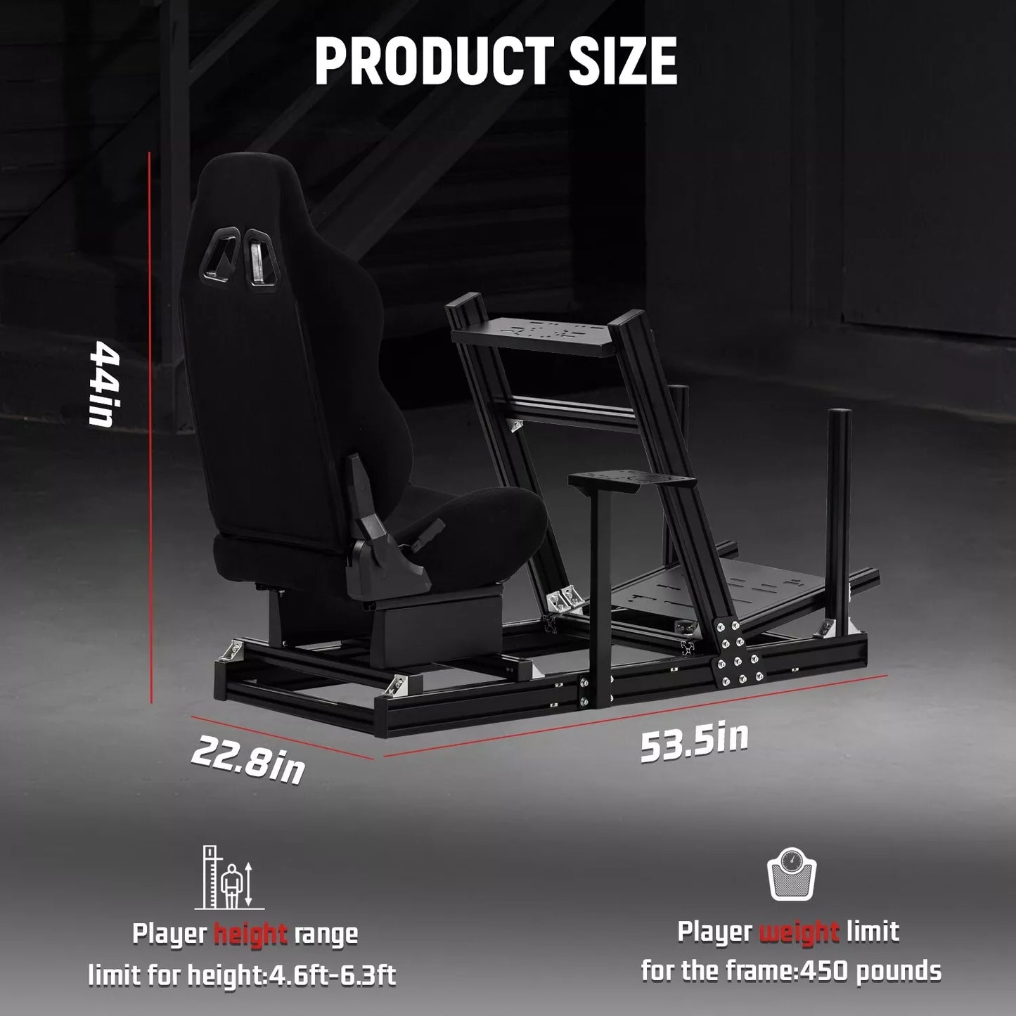 Dardoo F1 Racing Wheel Stand Cockpit with Seat, Rugged Profile 40 x 80 mm Wheel Cage Fits For Logitech G920 & G923,Thrustmaster Sim Racing Stand without Steering Wheel, Pedal, Handbrake
