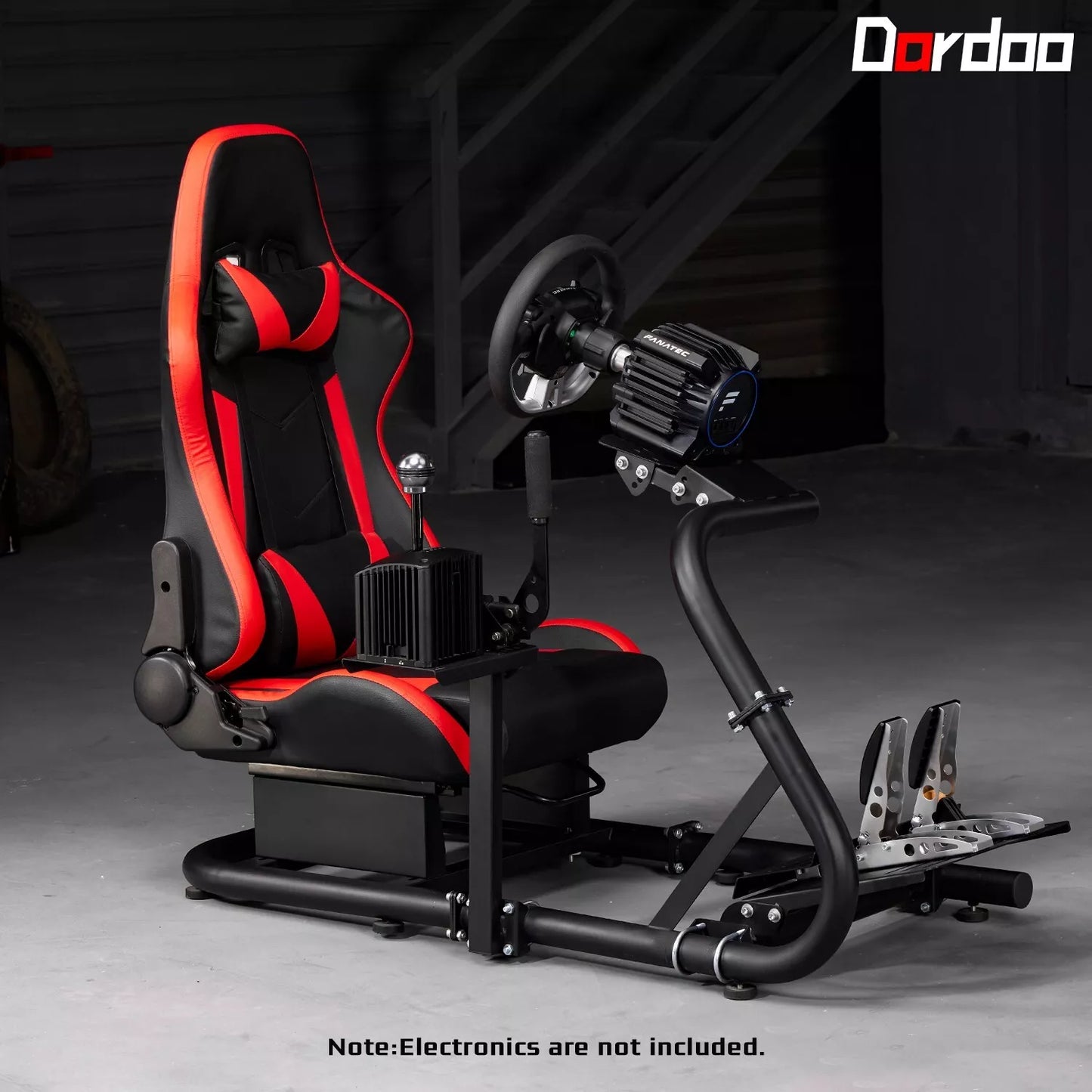 Dardoo Racing Simulator Cockpit with Seat Adjustable Frame and Seat Fit for Logitech G25 G27 G29 G920 G923, Thrustmaster T300, Fanatec Racing Steering Wheel Mount Without Wheel, Handbrake and Pedals