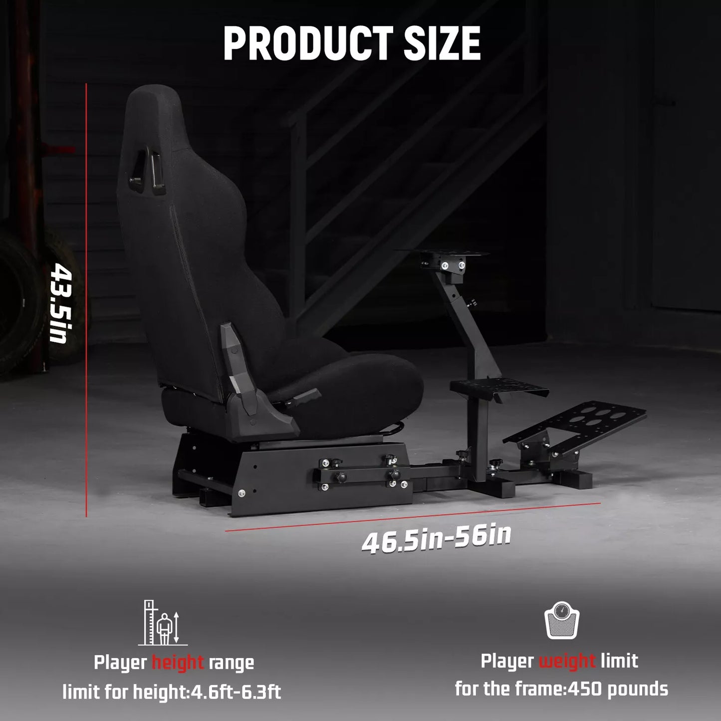 Dardoo Racing Wheel Stand Steering Simulator Cockpit Black Chair Racing Wheel Stand Fits for Logitech G25 G27 G29 G920 G923, All Thrustmaster, All Fanatec Wheels Compatible with Xbox, Playstation PC