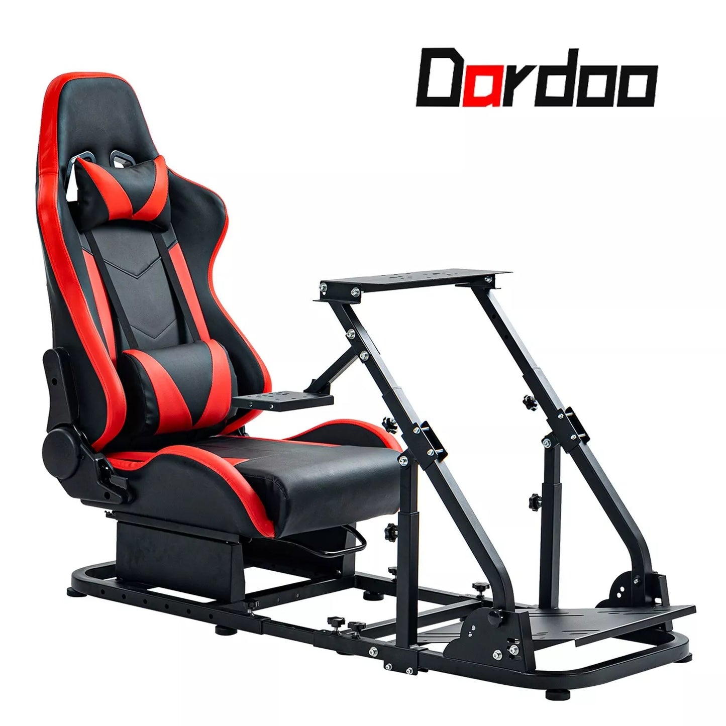 Dardoo Racing Simulator Cockpit Frame with Redseat Fits for Logitech G923 G29 G920, Thrustmaster T80 T150, Fanatec Racing Wheel Stand Adjustable Stability, Without Steering Wheel, Pedal and Handbrake