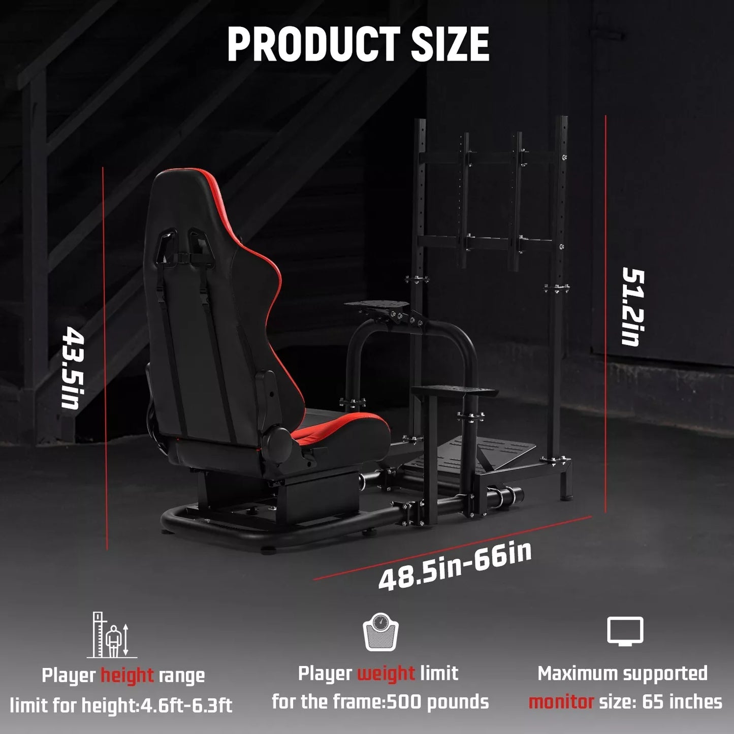 Dardoo G920 Racing Simulator Cockpit with Monitor Stand Seat Adjustable Compatible with All Logitech G29 G920, Thrustmaster Xbox, Includes only Cockpit, Seat and Monitor Stand(75+55)