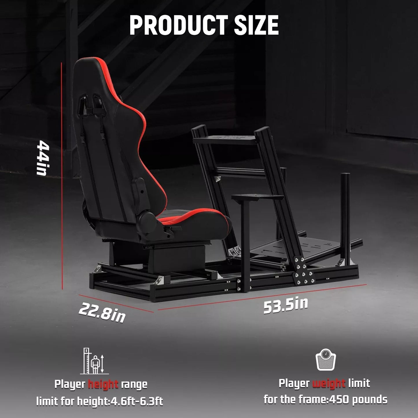 Dardoo F1 Racing Simulator Cockpit with Seat, Profile 40 x 80 mm Wheel Cage with Shifter Lever Stand Fits For Logitech G920 & G923, Xbox,Thrustmaster T300Rs,Without Steering Wheel, Pedal,Handbrake
