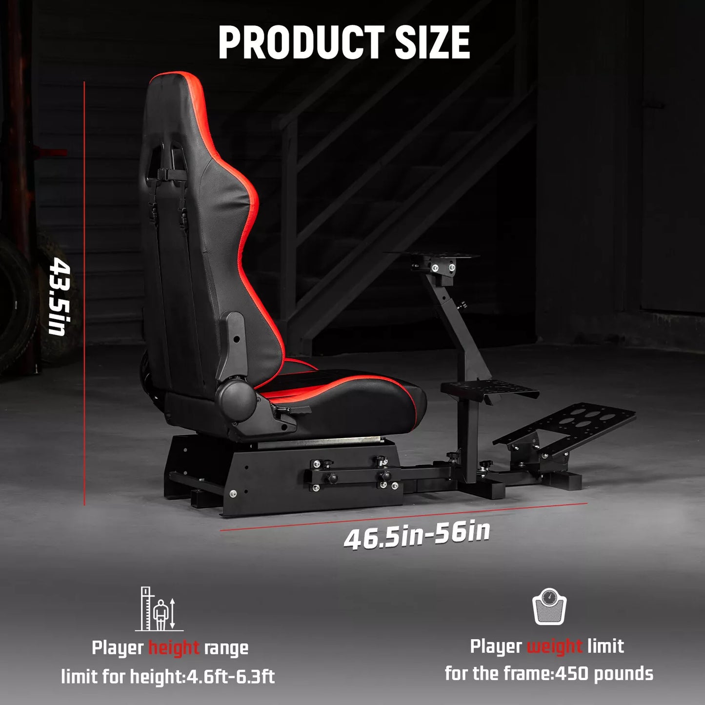 Dardoo Racing Gaming Seats Steering Simulator Cockpit Red Chairs Racing Wheel Stand Fits for Logitech G25 G27 G29 G920 G923, All Thrustmaster, All Fanatec Wheels Compatible with Xbox, Playstation PC