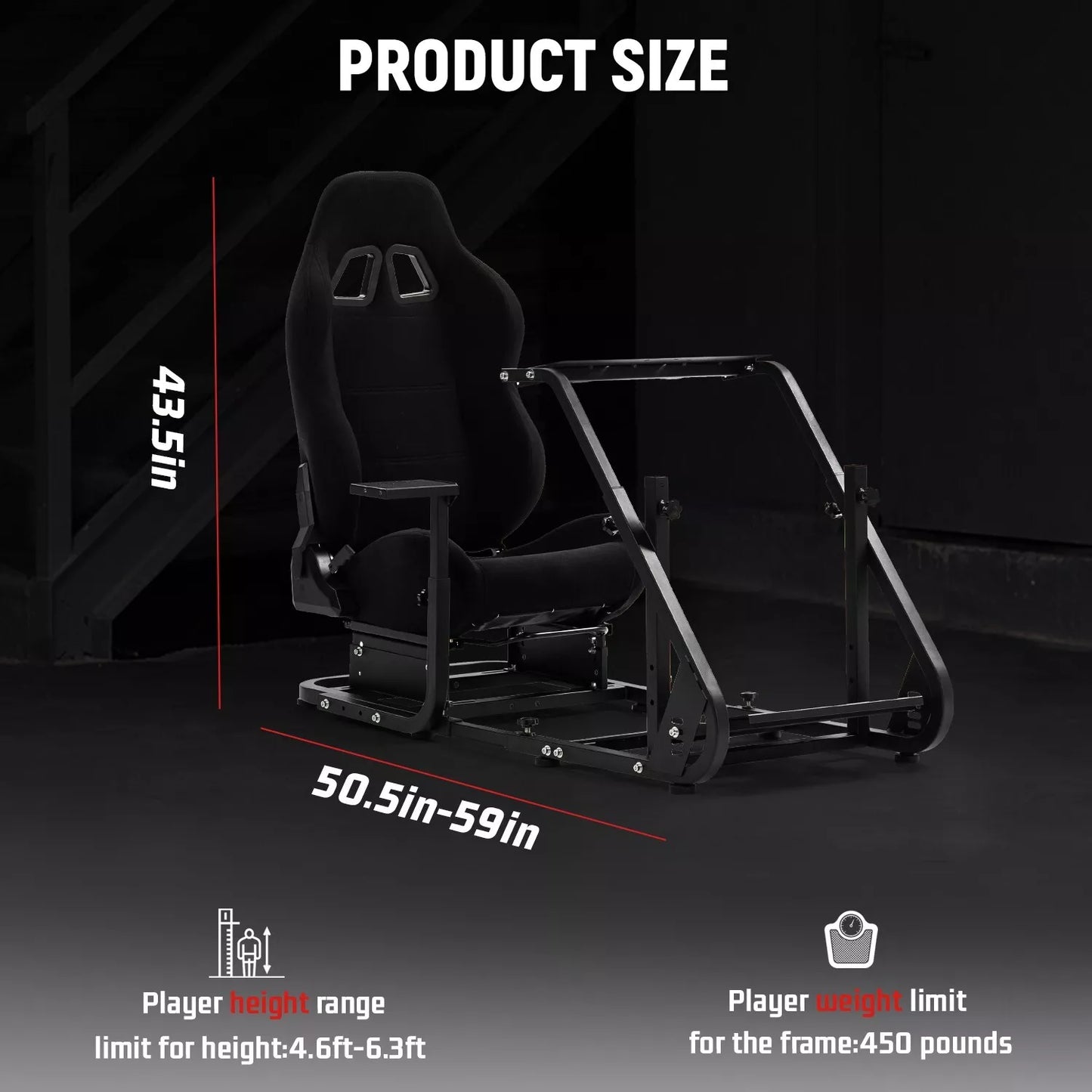 Dardoo Racing Gaming Simulator Cockpit Stand with Black Seats Fits for Logitech G25 G27 G29 G920 G923, Thrustmaster, Fanatec Compatible with Xbox Playstation PC Platforms, Wheel& Pedals Not Included