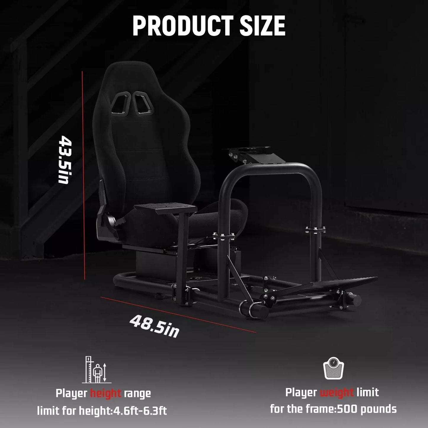 Dardoo Racing Simulator Cockpit Frame with Seat Fits for Logitech G923 G29 G920, Thrustmaster T80 T150, Fanatec, Xbox Adjustable Racing Wheel Stand Not Included Wheel, Pedal and Handbrake