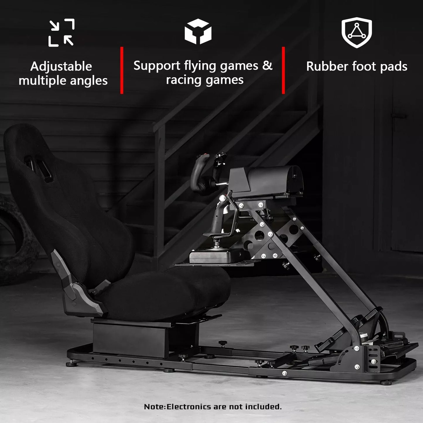 Dardoo Flight Simulator Cockpit With Seat Adjustable Compatible with Logitech G920 G923, Thrustmaster T80 T150, HOTAS Warthog, G Saitek, Racing Wheel Stand Without Wheel, Shifter Pedal