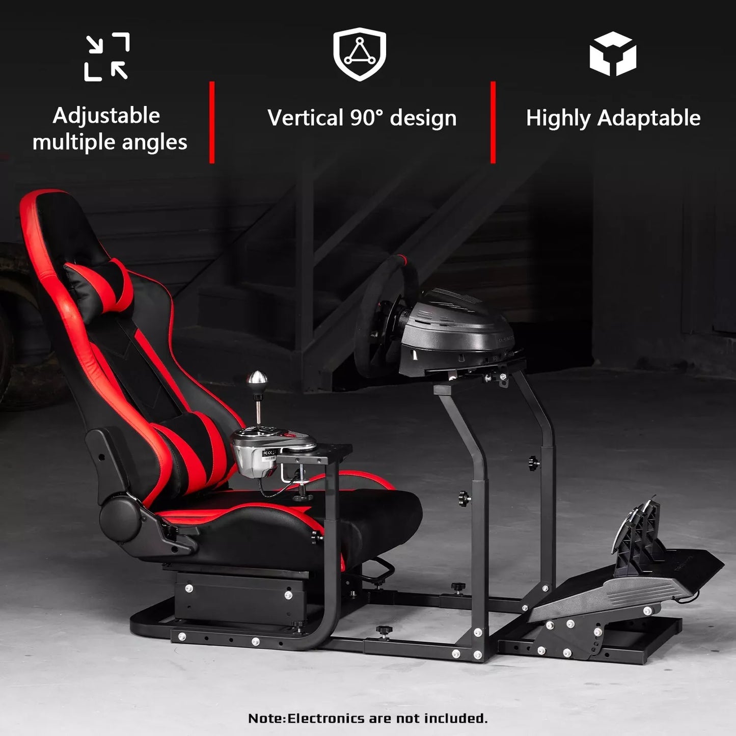 Dardoo Racing Simulator Cockpit with Seat Adjustable Fits for Logitech G25 G27 G29 G920 G923, Thrustmaster, Fanatec Gaming Steering Stand,Not Included Steering Wheel, Pedal and Shifter
