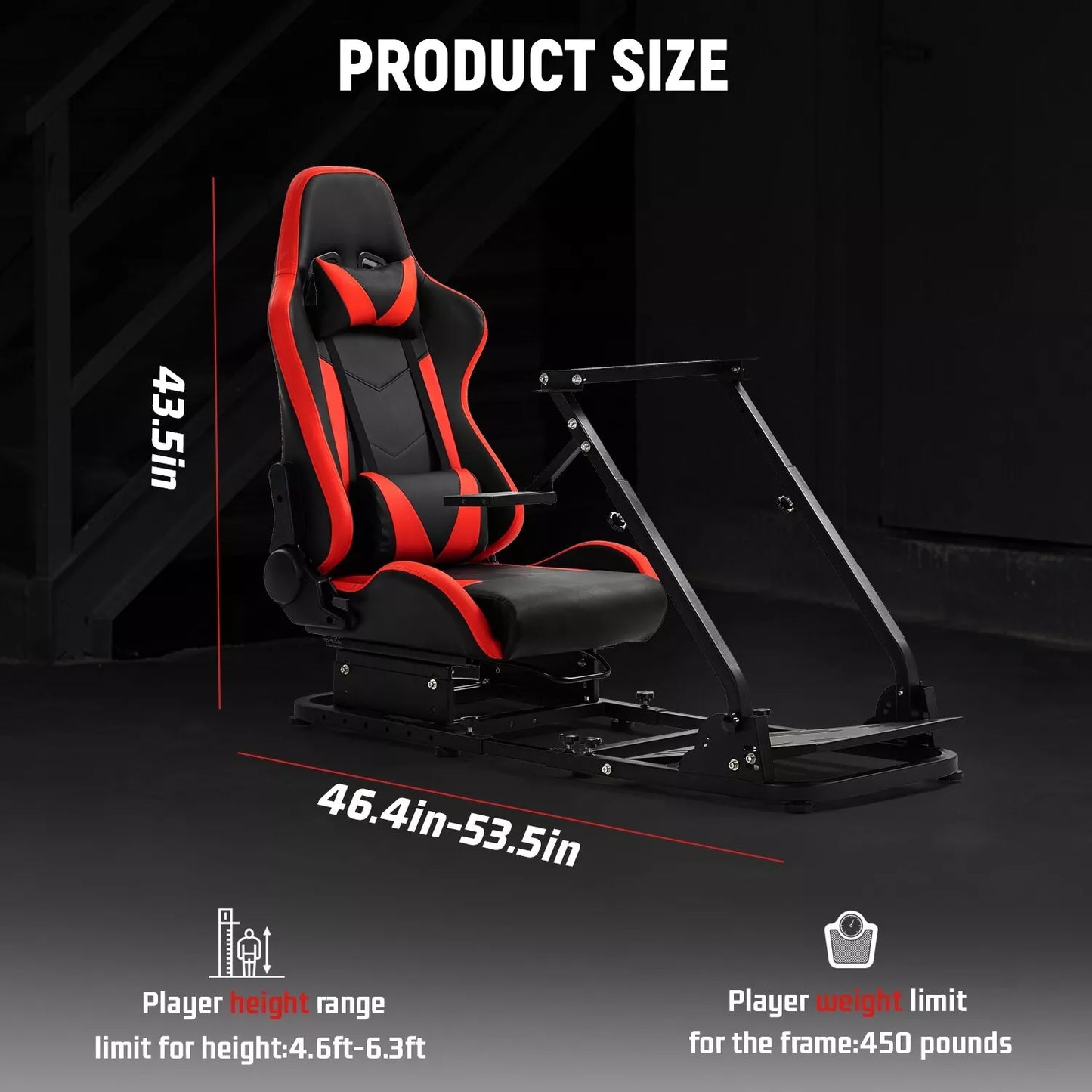 Dardoo Racing Simulator Cockpit with Seat Fits for Logitech G27 G29 G920 G923, Thrustmaster PC PS4 Xbox Steering Simulator Stand Adjustable Gaming Frame, without Wheel, Pedal, Handbrake and Shifter