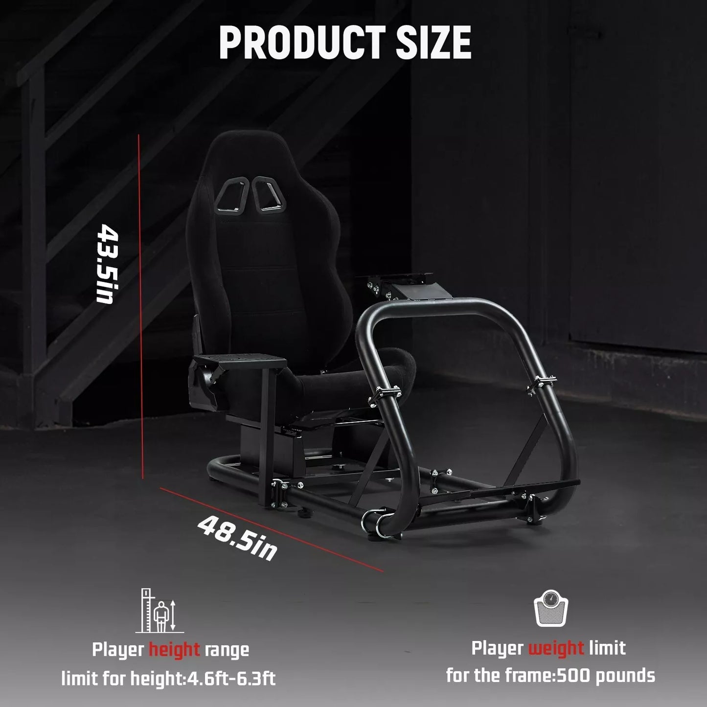 Dardoo Racing Simulator Cockpit Frame with Real Blackseat Fits for Logitech G923 G29 G920, Thrustmaster, Fanatec, Xbox Adjustable Racing Wheel Stand, Not Included Wheel, Pedal and Handbrake
