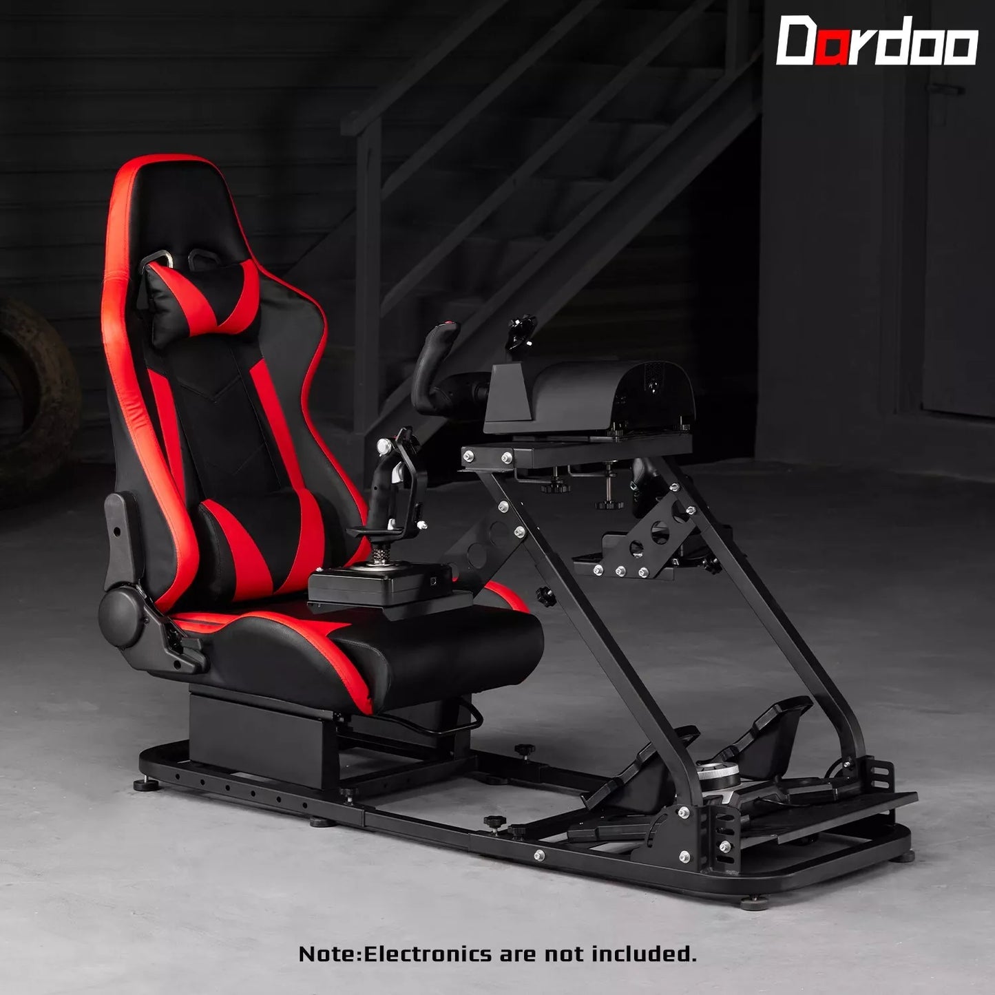 Dardoo Flight Simulator Cockpit with Seat Adjustable Fit for HOTAS Warthog, G Saitek, Logitech G920 G923, Thrustmaster T80 T150, Game Mount, Without Wheel, Shifter Pedal