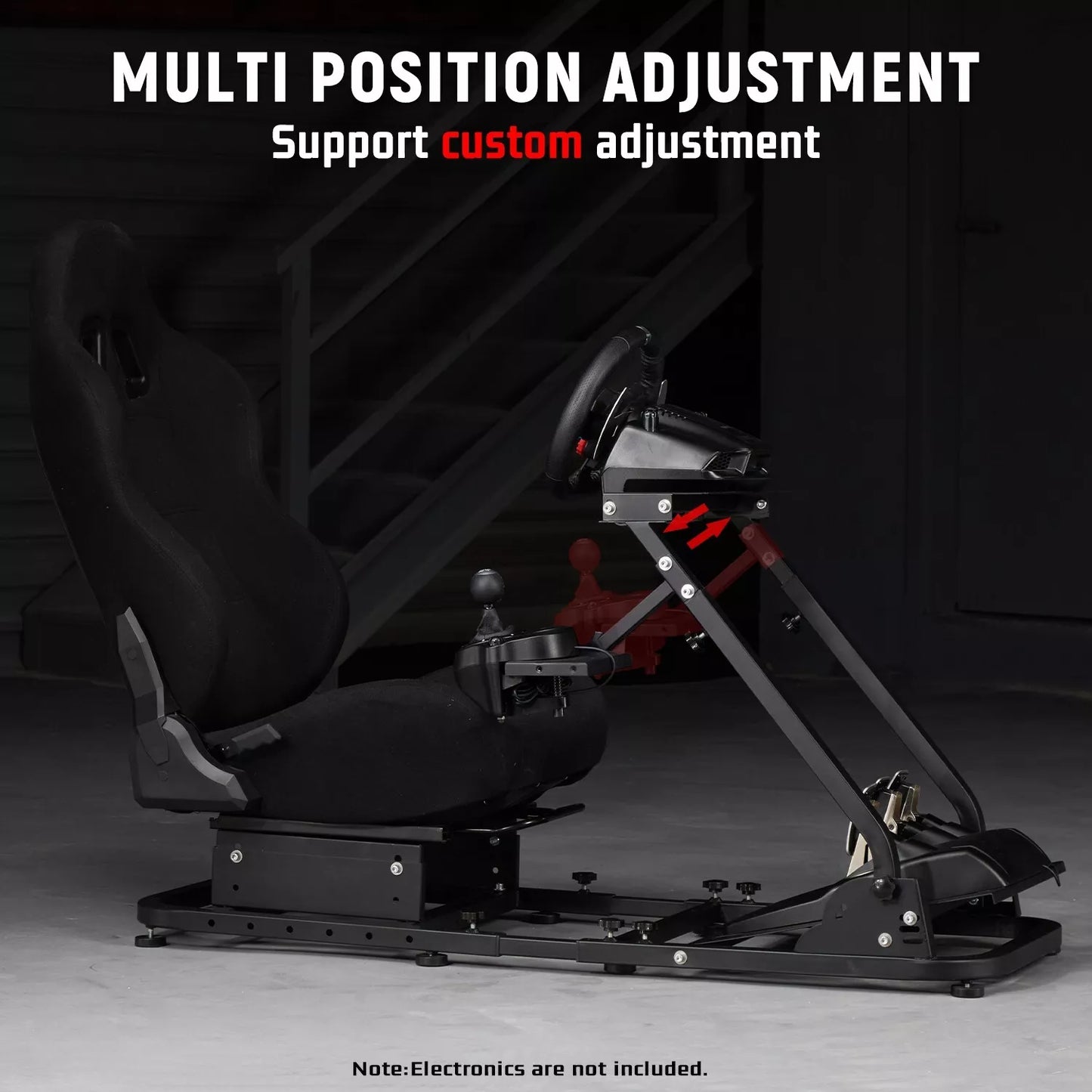 Dardoo Racing Simulator Cockpit Adjustable Black Seat Gaming Steering Stand Fits for Logitech G25 G27 G29 G920 G923, Thrustmaster T300, Fanatec, Not Included Steering Wheel, Pedal and Handbrake