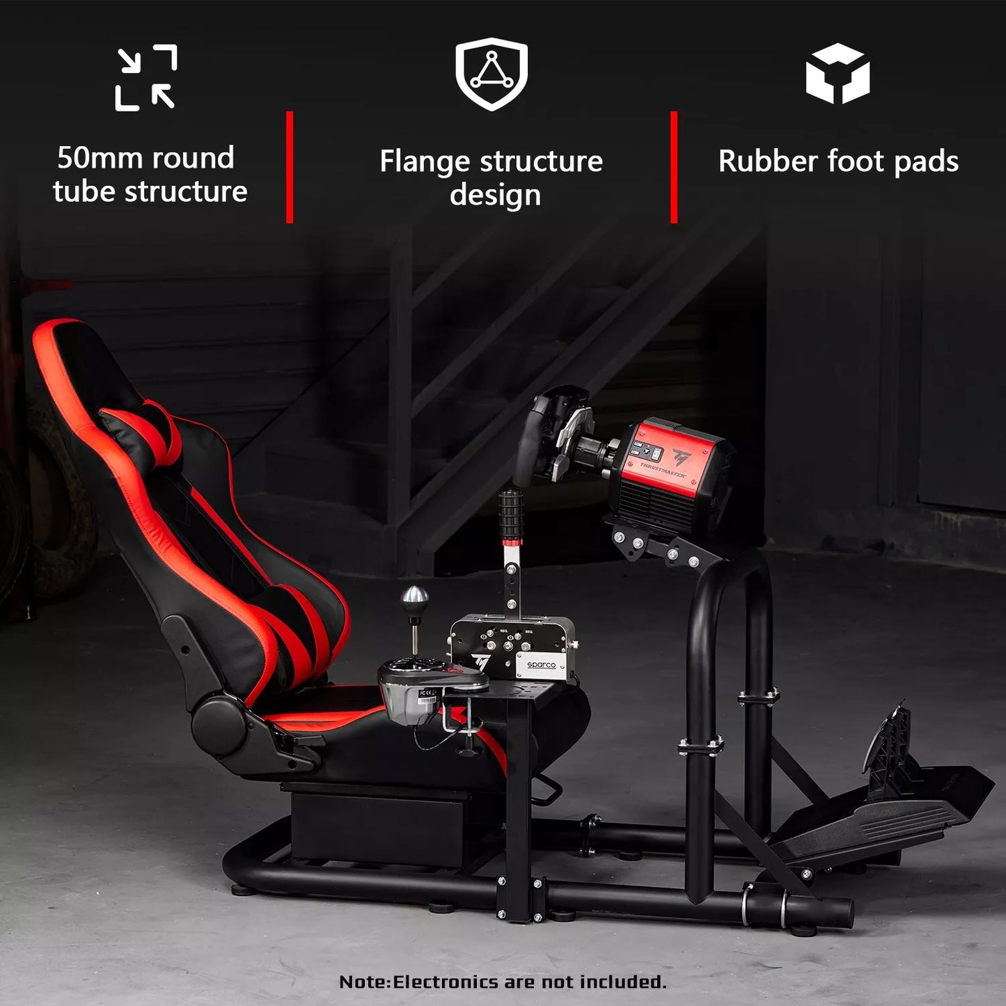 Dardoo Gaming Simulator Cockpit with Seat Compatible with all Logitech G27 G29 G920 G923 Thrustmaster T80 T150 T300RS TX Fanatec PC PS4 Xbox Racing Stand,Without Shifter, Wheel, Pedals and Handbrake