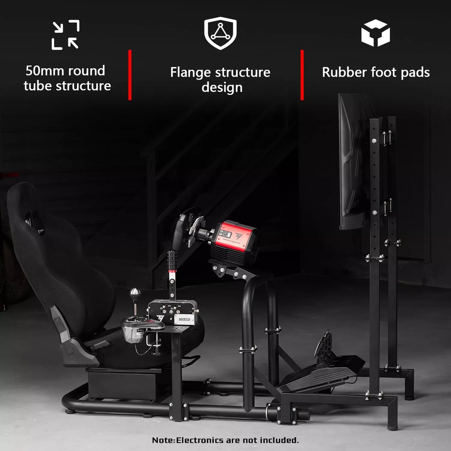 Dardoo Racing Sim Cockpit with Monitor Stand BlackSeat Adjustable Compatible with All Logitech G29 G920, Thrustmaster Xbox, Includes only Cockpit, Seat and Monitor Stand(75+55)