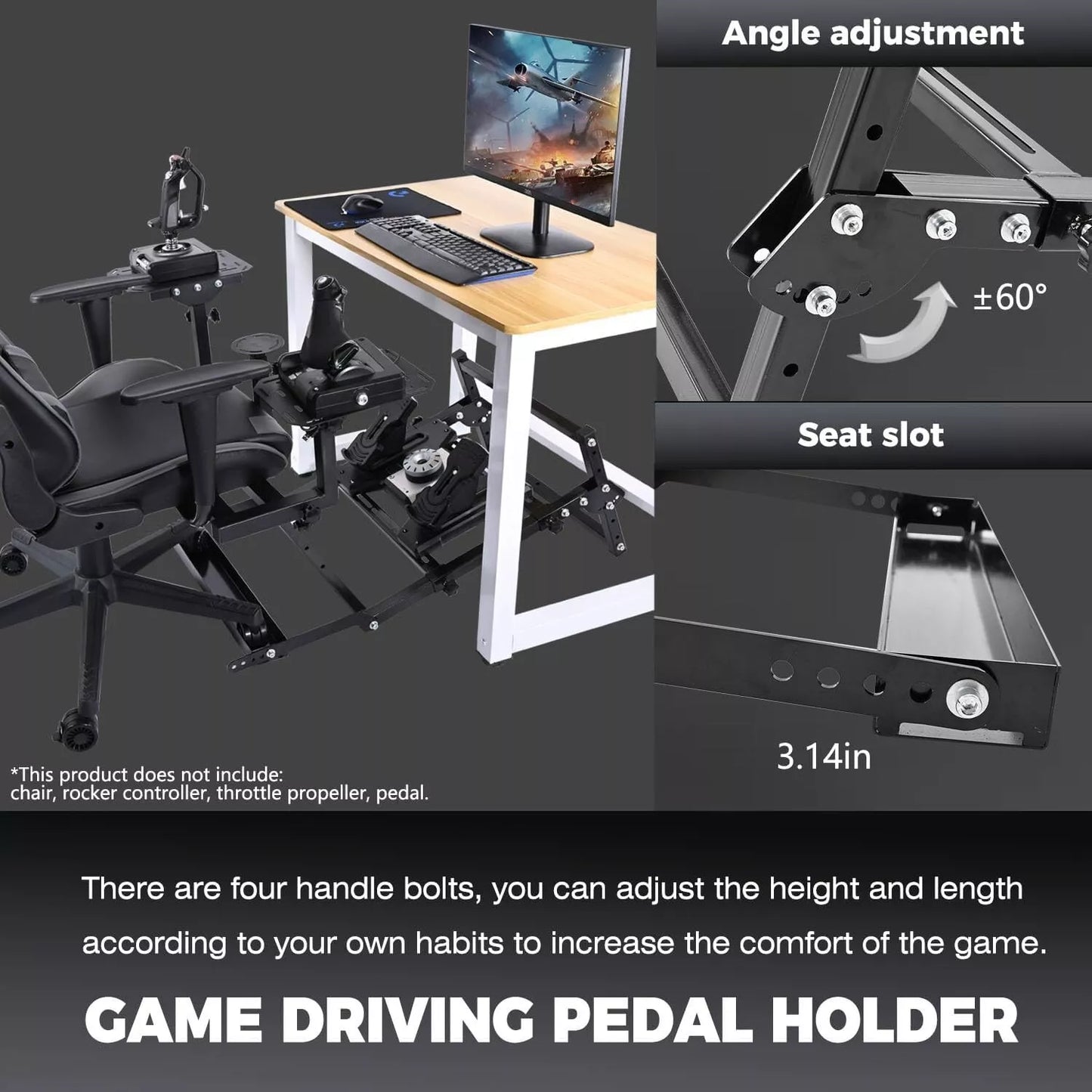 Dardoo game pedal stand with high adjustability (pedals not included)
