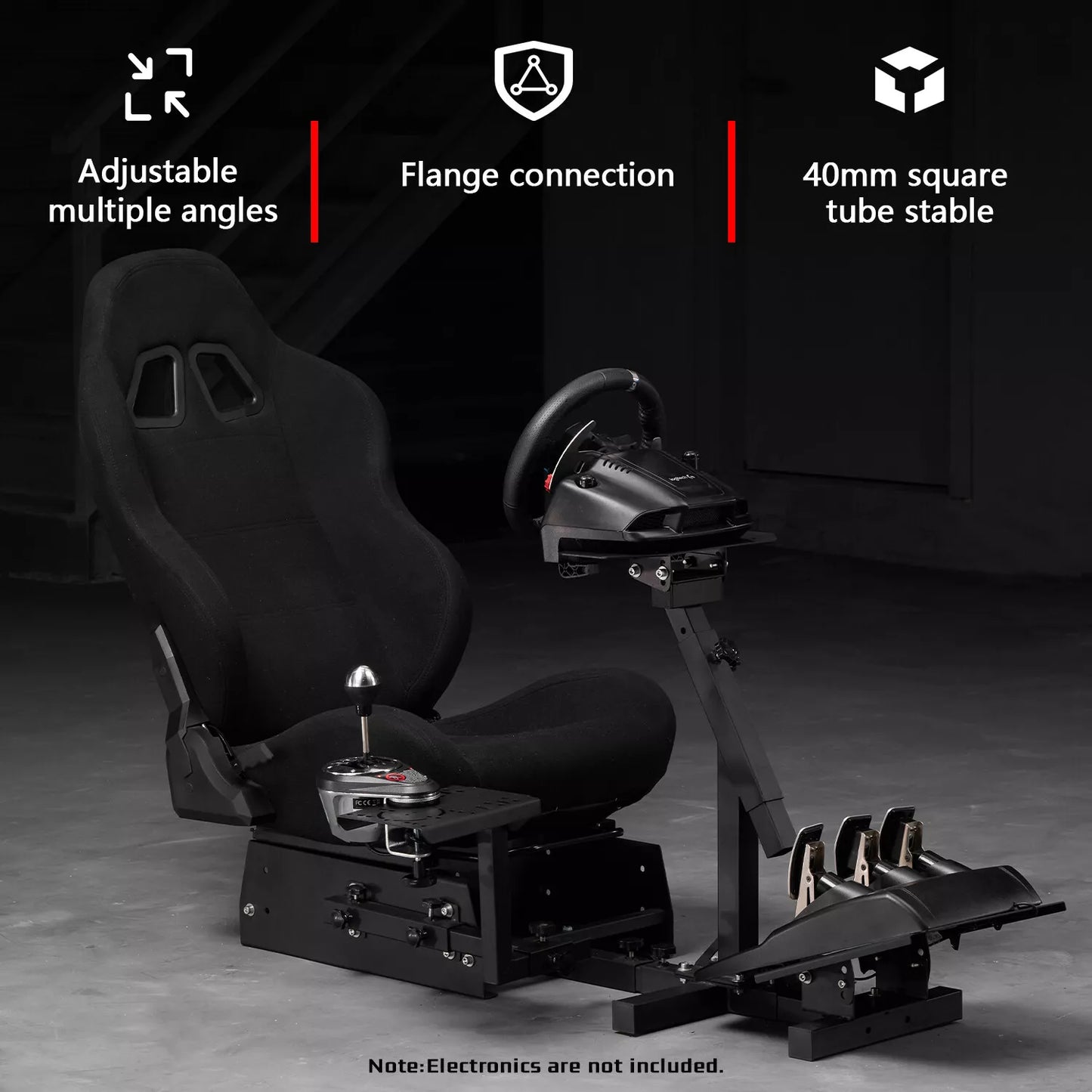 Dardoo Racing Wheel Stand Steering Simulator Cockpit Black Chair Racing Wheel Stand Fits for Logitech G25 G27 G29 G920 G923, All Thrustmaster, All Fanatec Wheels Compatible with Xbox, Playstation PC